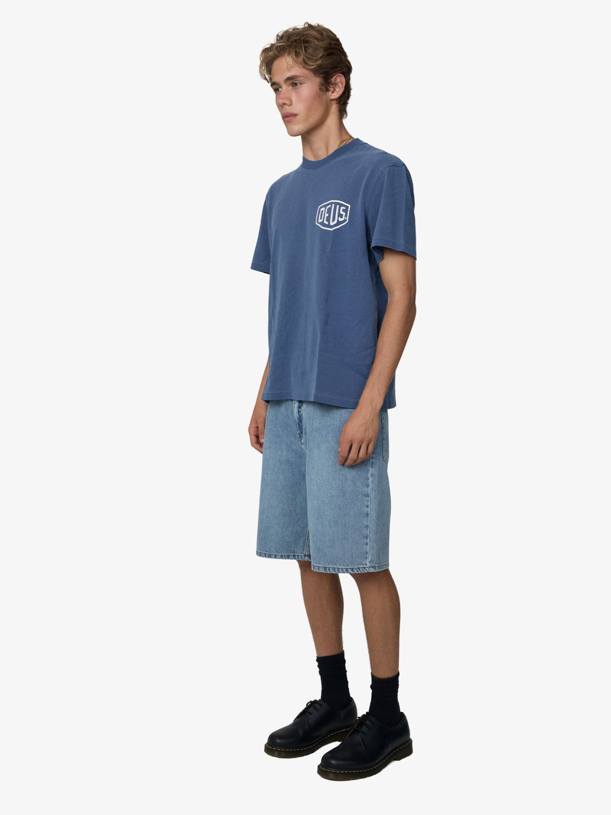 Deus Shield Garment Dyed Tee | Mechanic Blue