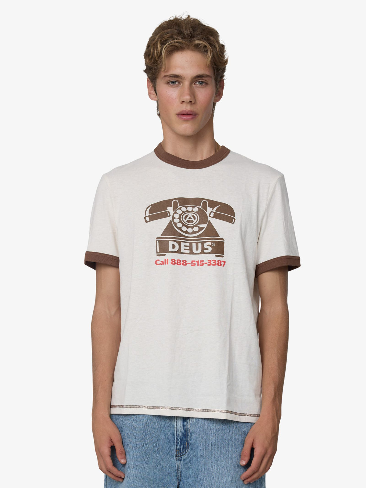 Deus Ring-A-Ding Ringer Tee | Dirty White/Brown