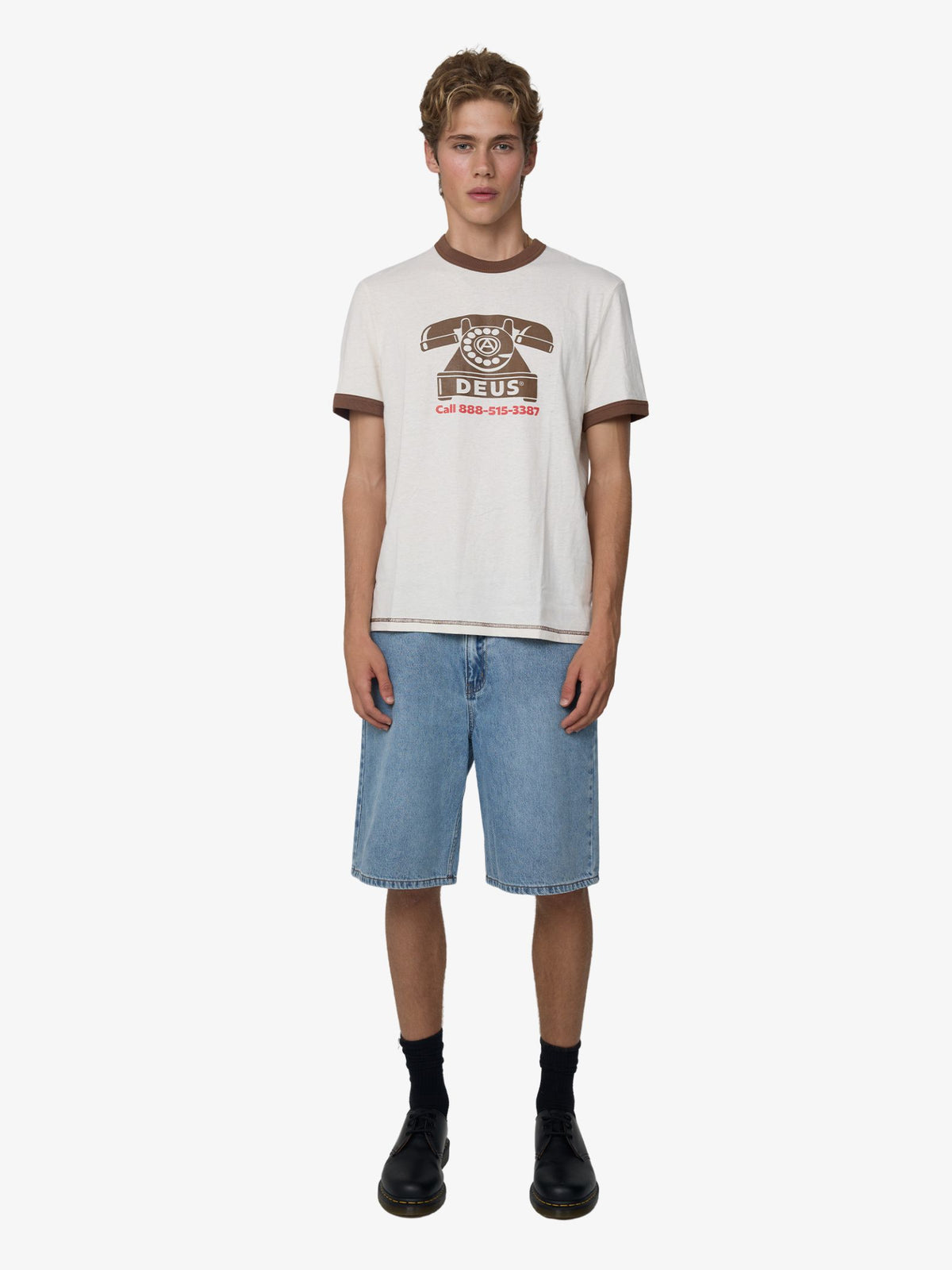 Deus Ring-A-Ding Ringer Tee | Dirty White/Brown