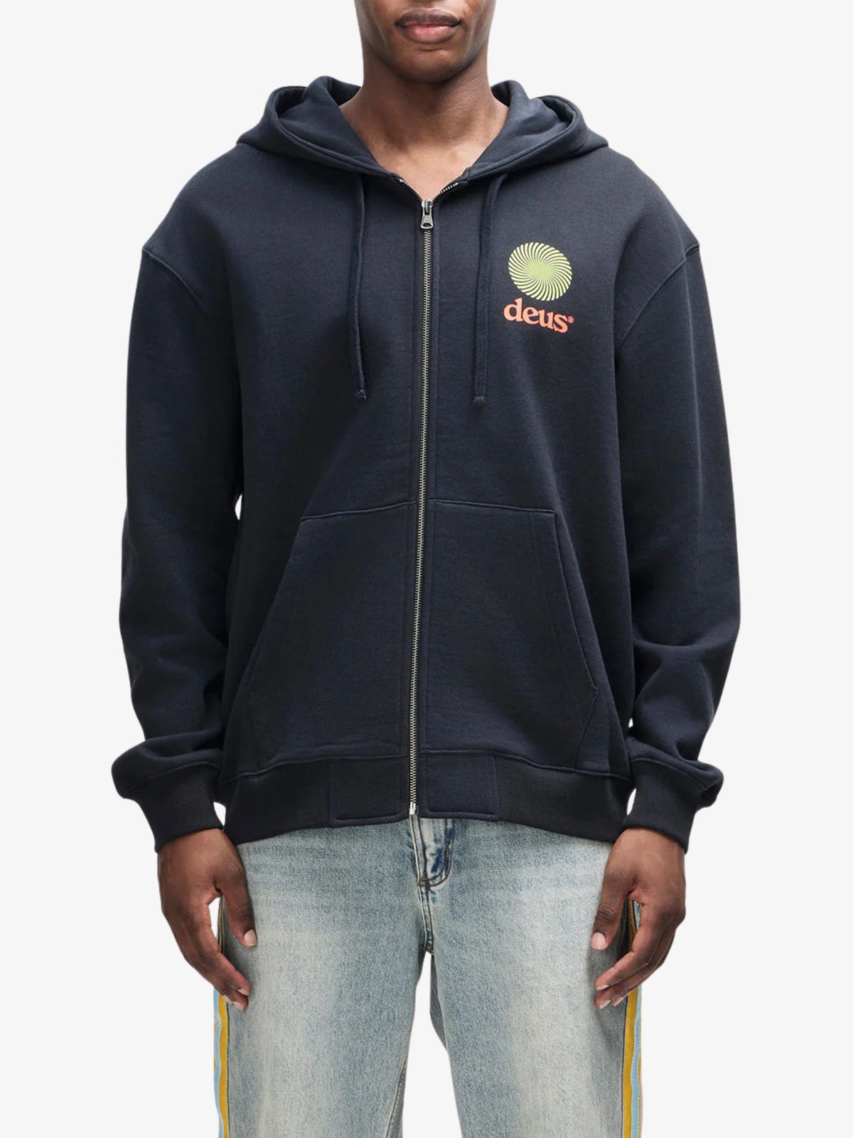 Deus Strata Zip Hoodie | Black