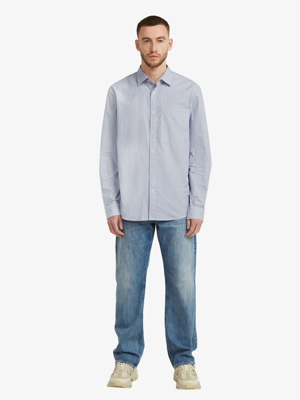 G-Star One Pocket Regular Shirt | Ash Blue Micro Stripe