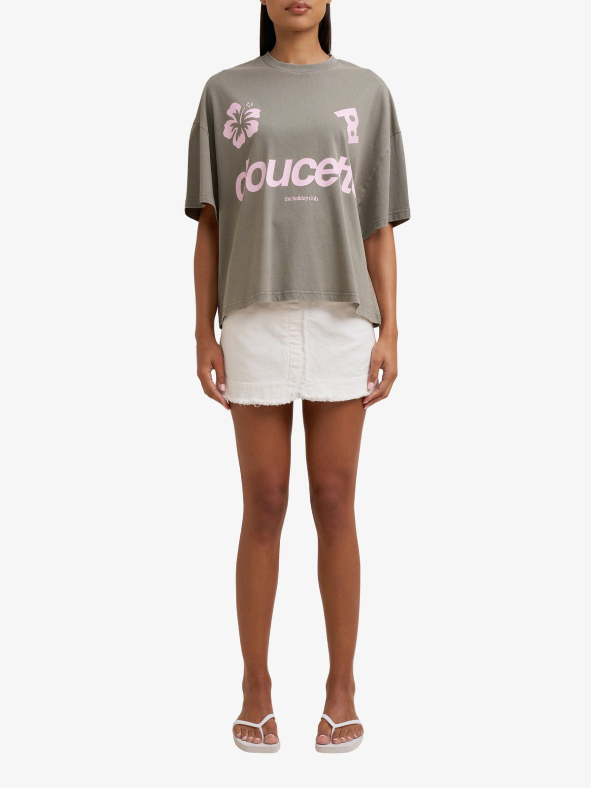 Doucette Unisex Hibiscus Compact Tee | Washed Black