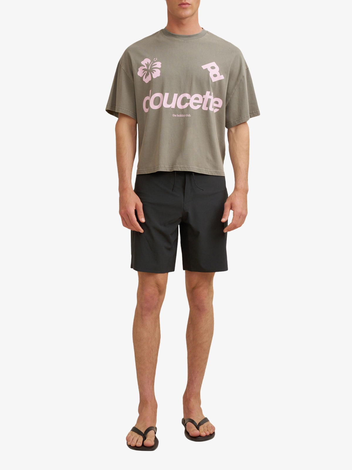 Doucette Unisex Hibiscus Compact Tee | Washed Black