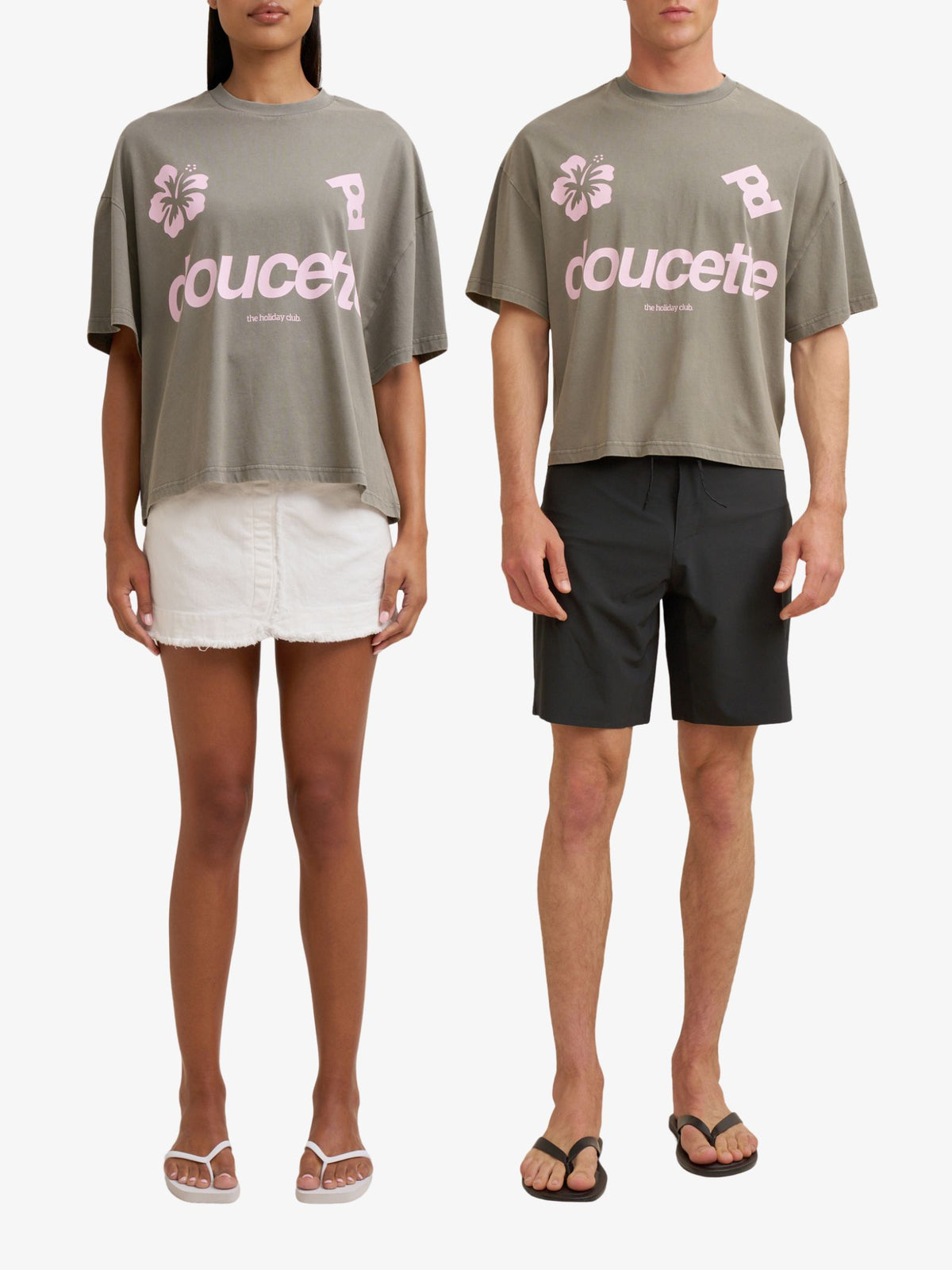 Doucette Unisex Hibiscus Compact Tee | Washed Black