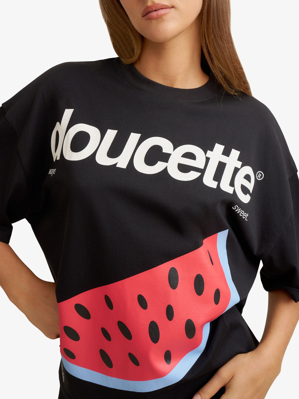 Doucette Unisex Watermelon Love Compact Tee | Black