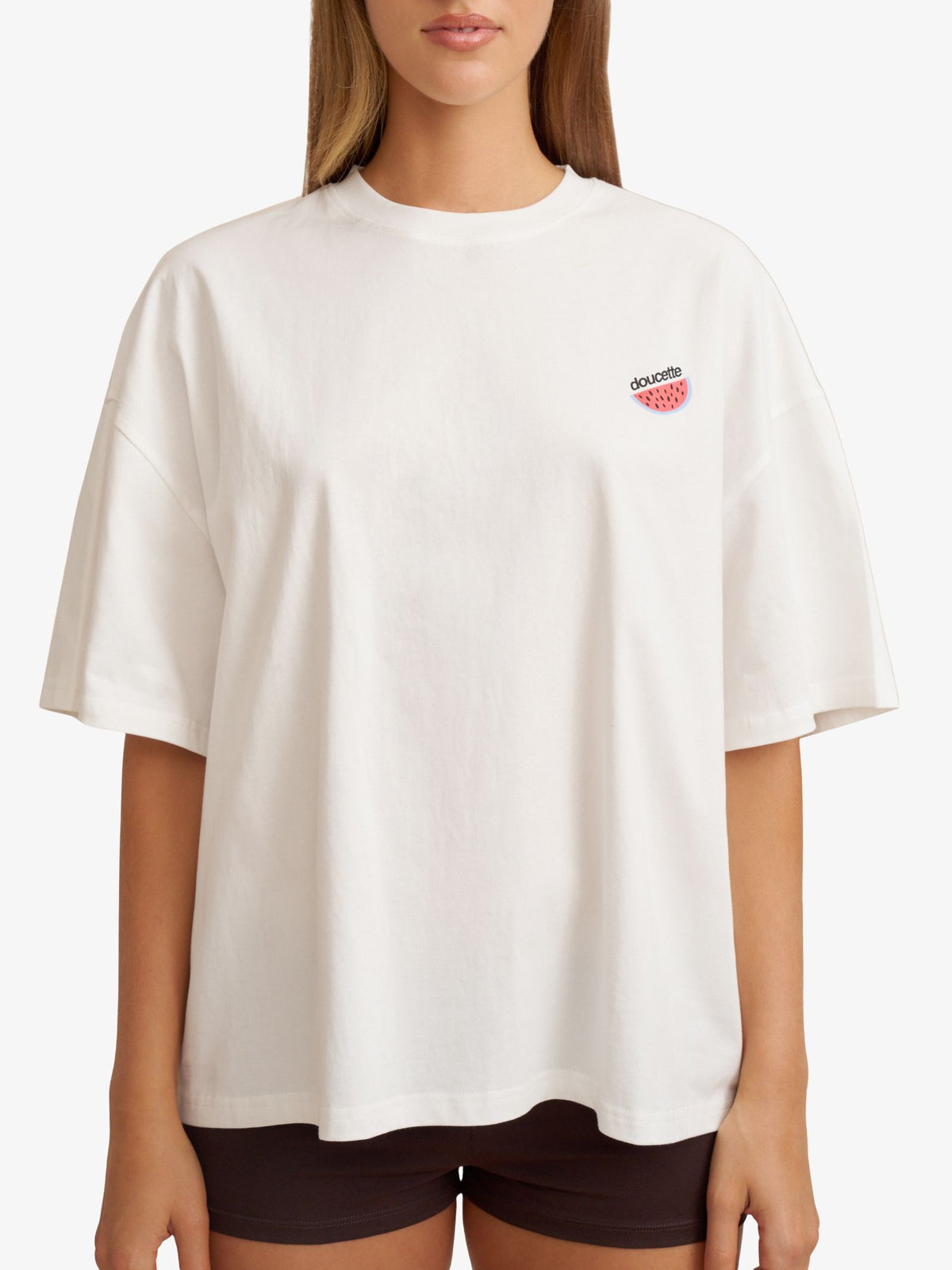 Doucette Unisex Stacked Fruit Compact Tee | Ivory