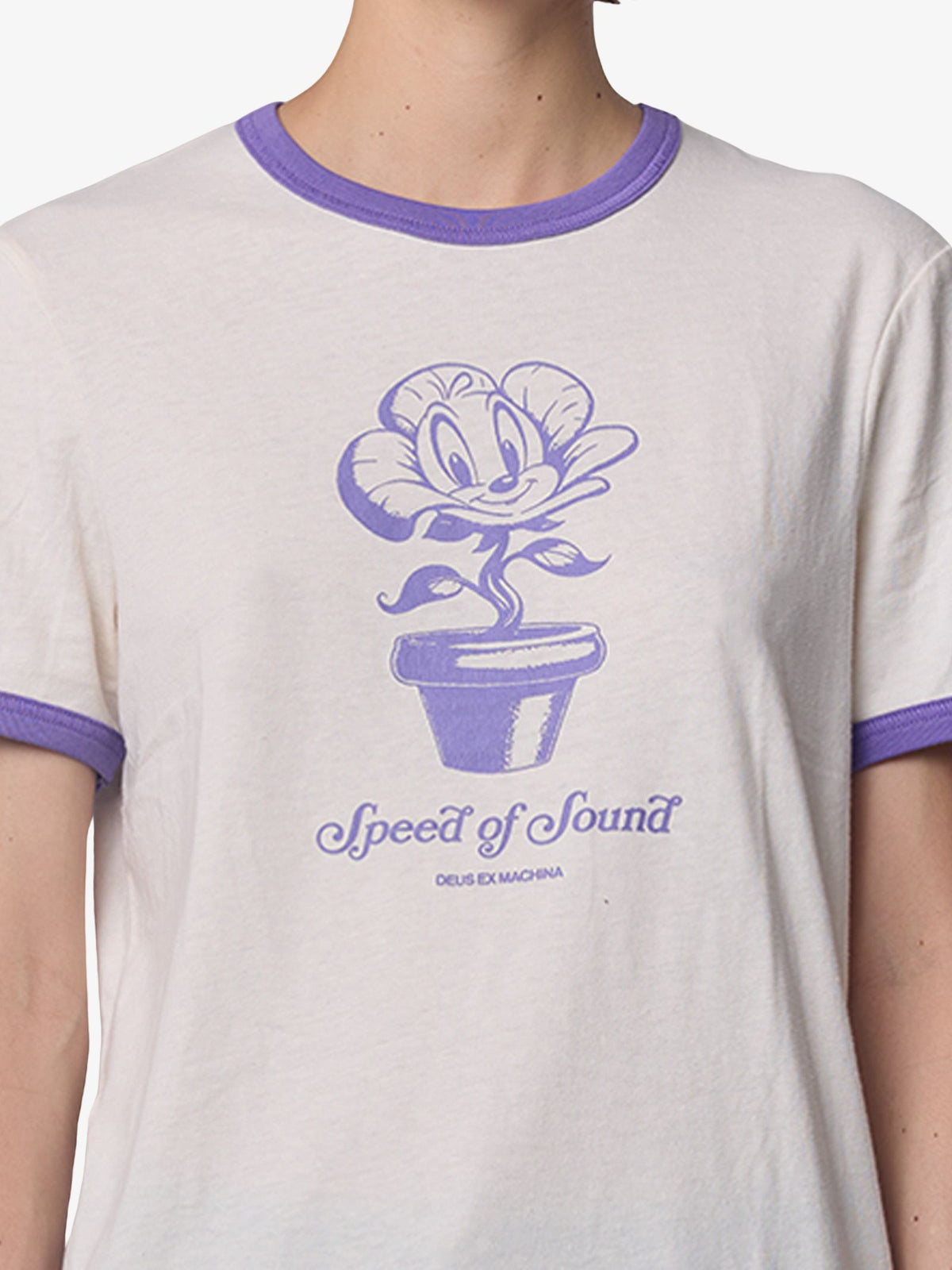 Deus Green Thumb Ringer Tee | Dirty White/Lilac
