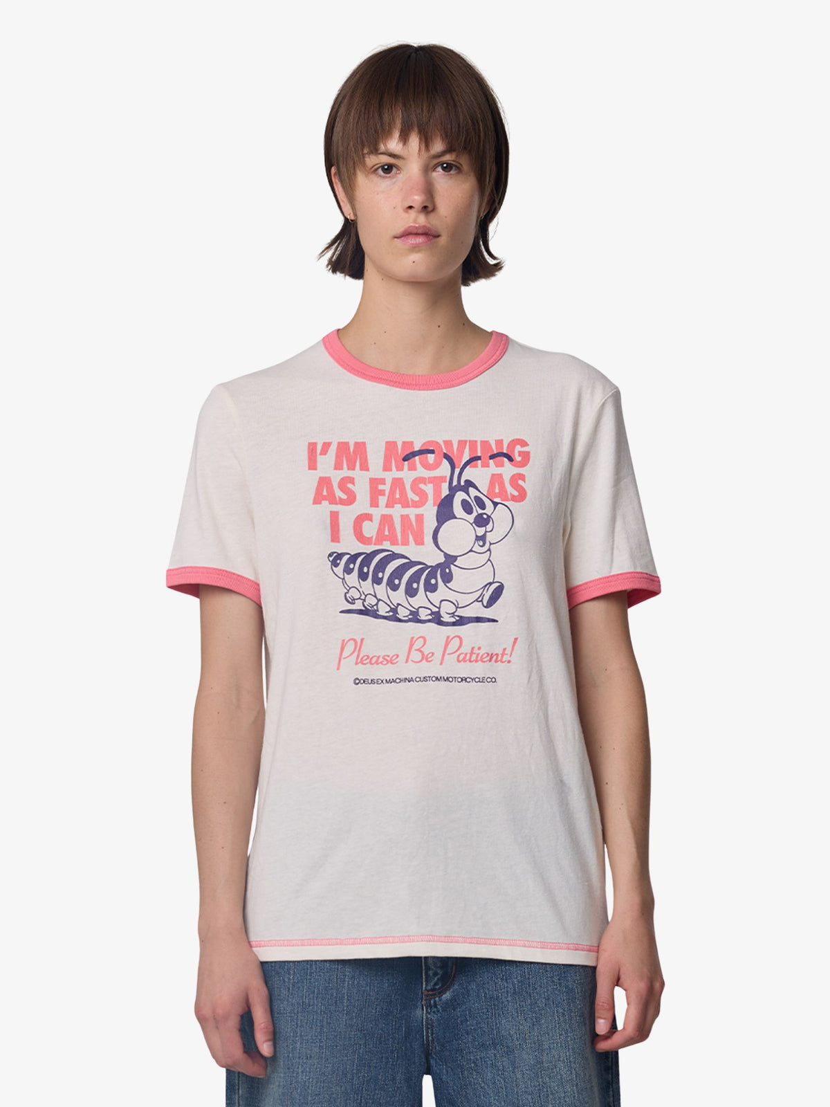 Deus Under The Pump Ringer Tee | Dirty White/Melon