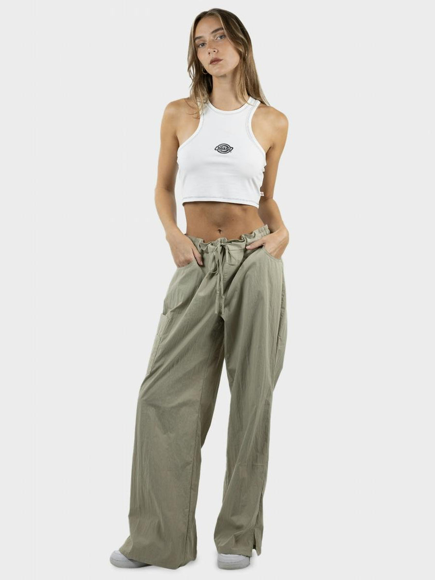 Dickies Classic Logo Racer Front Cropped Tank | White