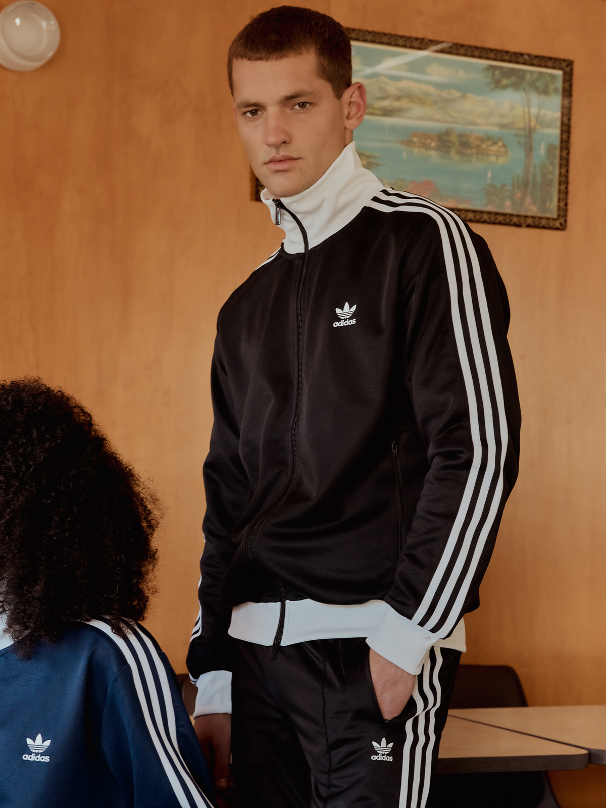 Adidas Mens Classic Track Top | Black/White