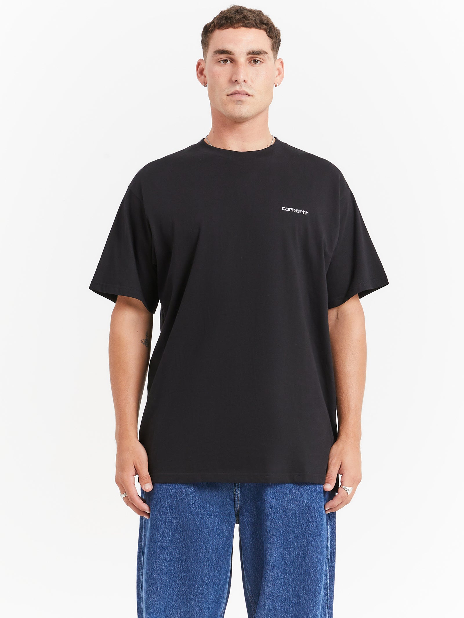 Script Embroidery T-Shirt in Black & White