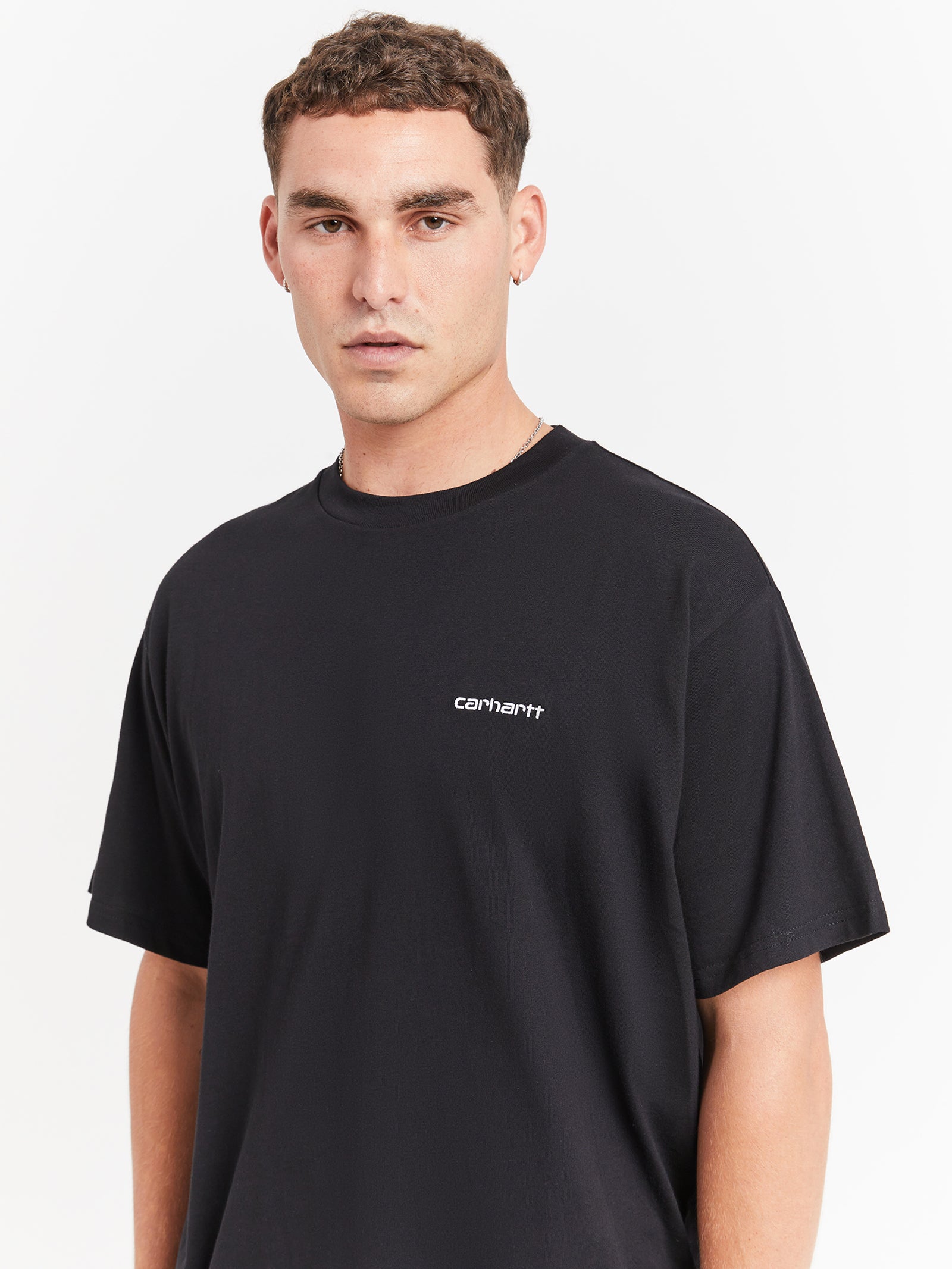 Script Embroidery T-Shirt in Black & White