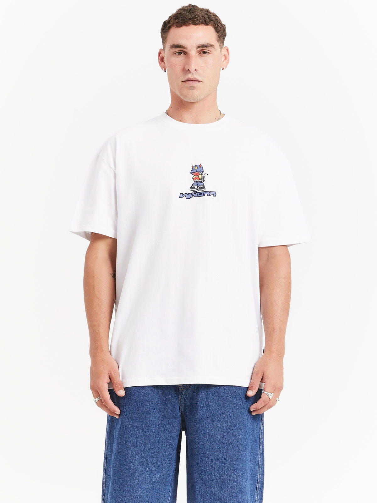 Lil Devil Box Fit T-Shirt in White