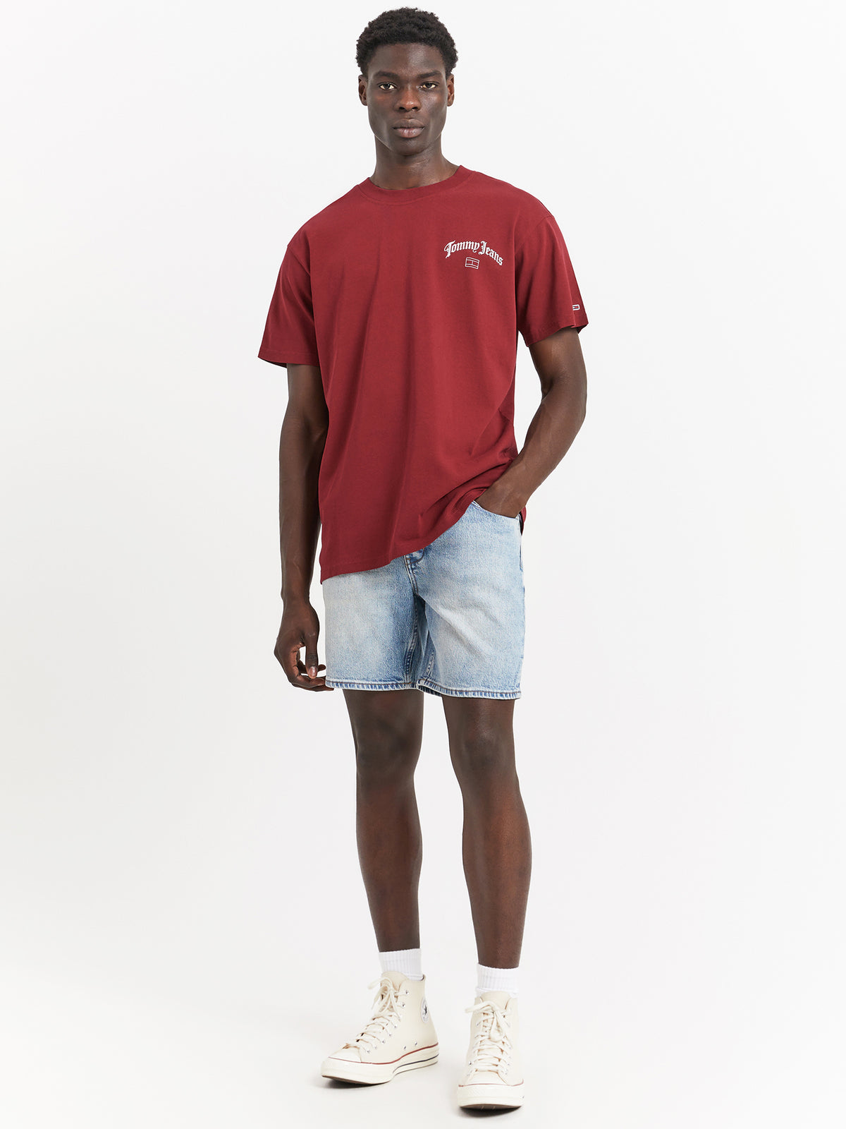Back Logo Relaxed Fit T-Shirt in Rouge
