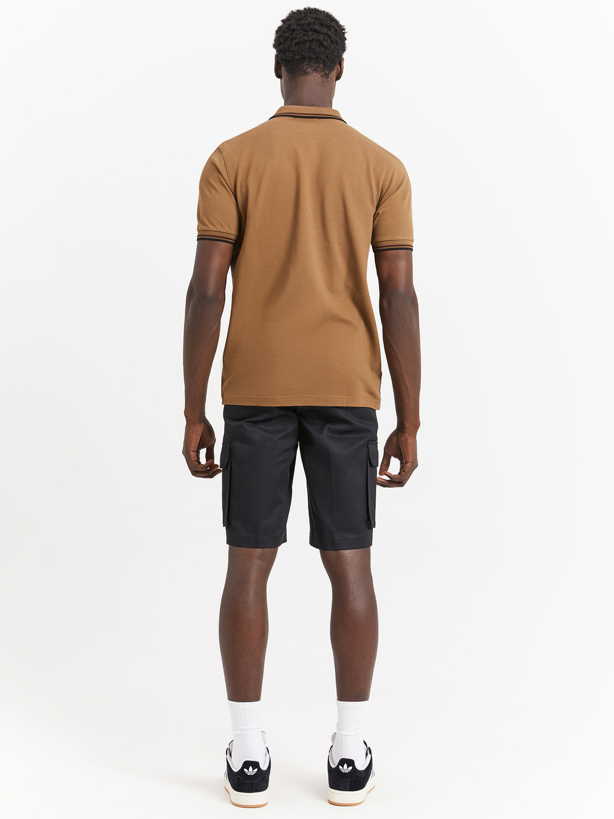 Twin Tipped Polo Shirt in Shaded Stone Tobacco Brown &amp; Black