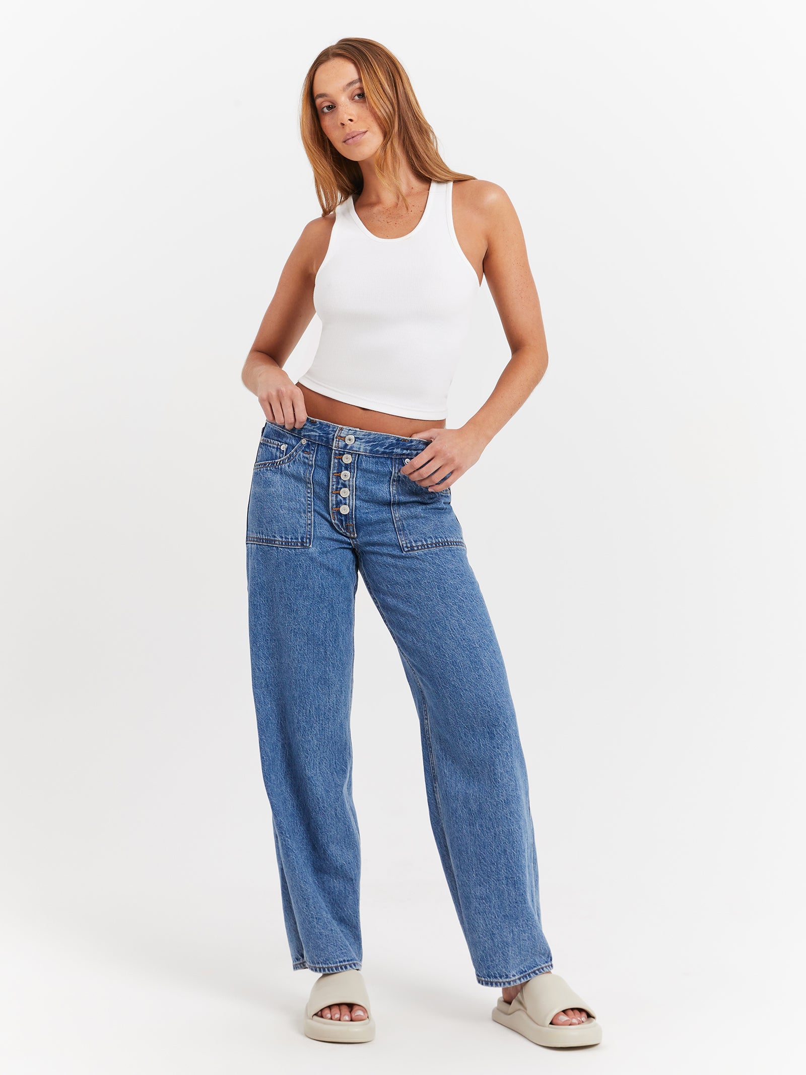 Reversible Baggy Dad Jeans in Soft As Butter Medium Blue
