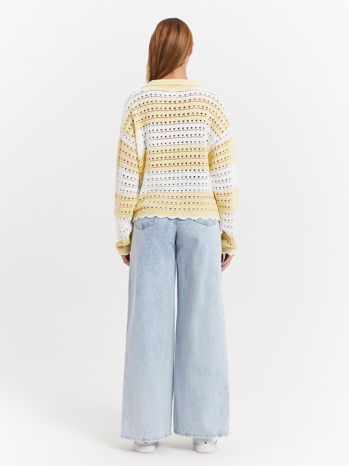 Summer Crochet Sweater in Lemon Zest &amp; White