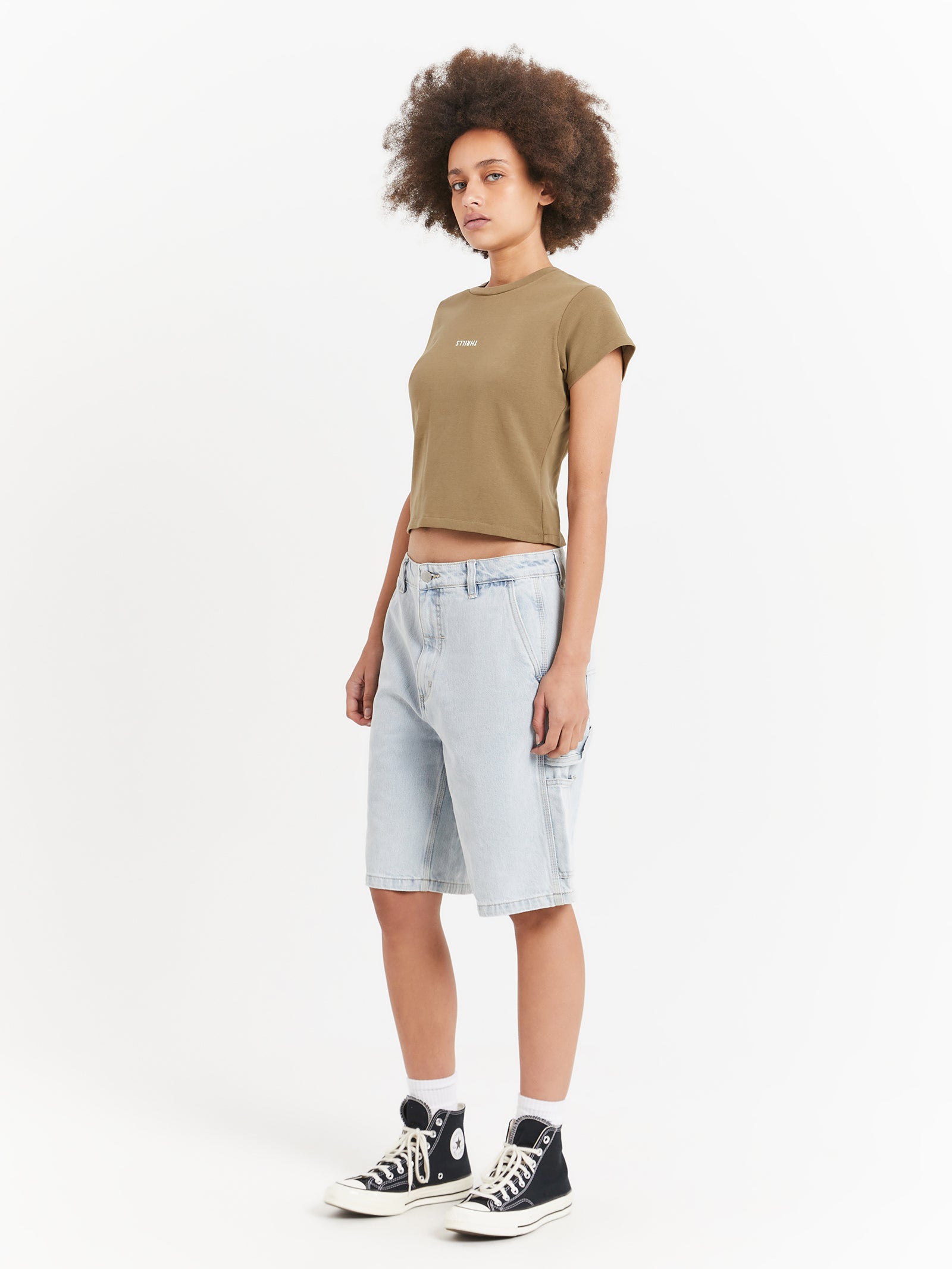 Slouch Carpenter Shorts in Faded Dust Blue