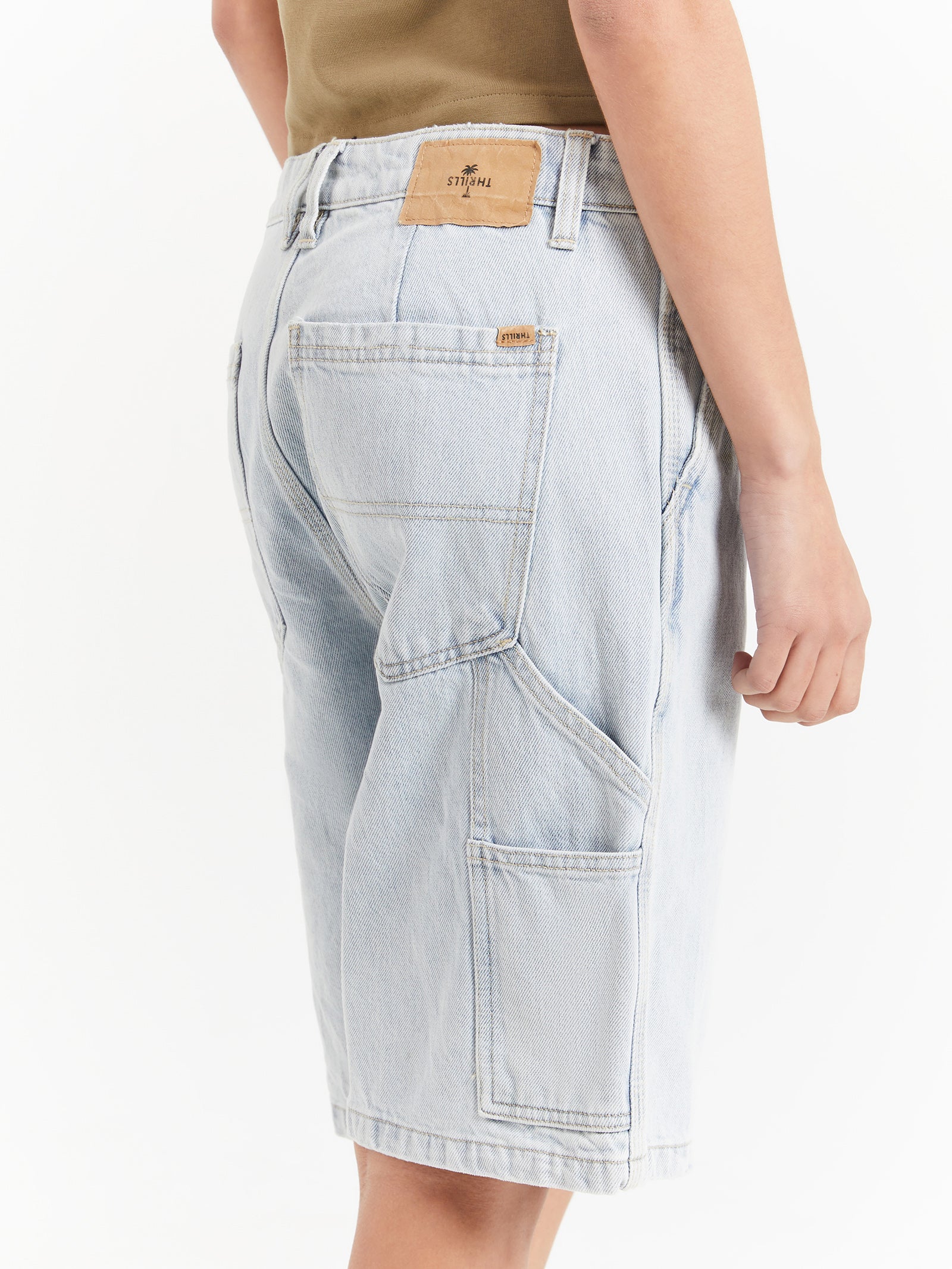 Slouch Carpenter Shorts in Faded Dust Blue