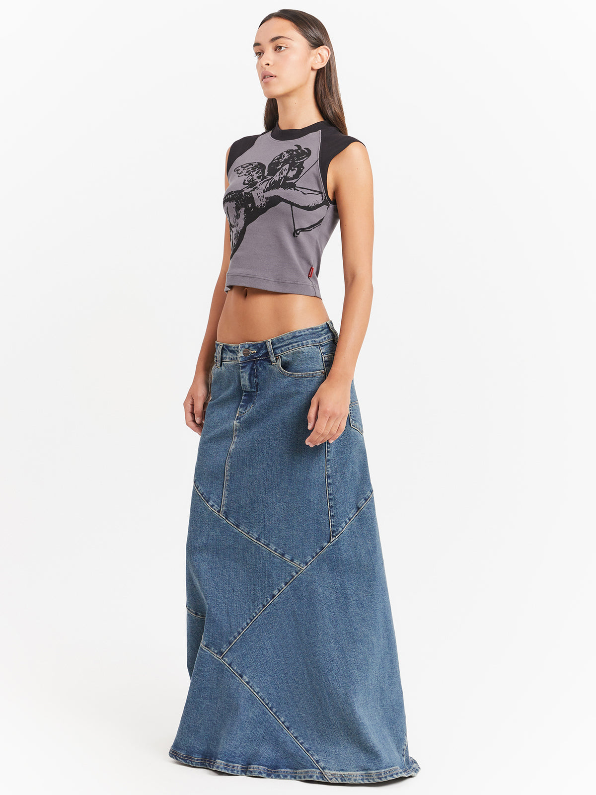 Worship Crossroads Denim Maxi Skirt | Dirty Mid Blue