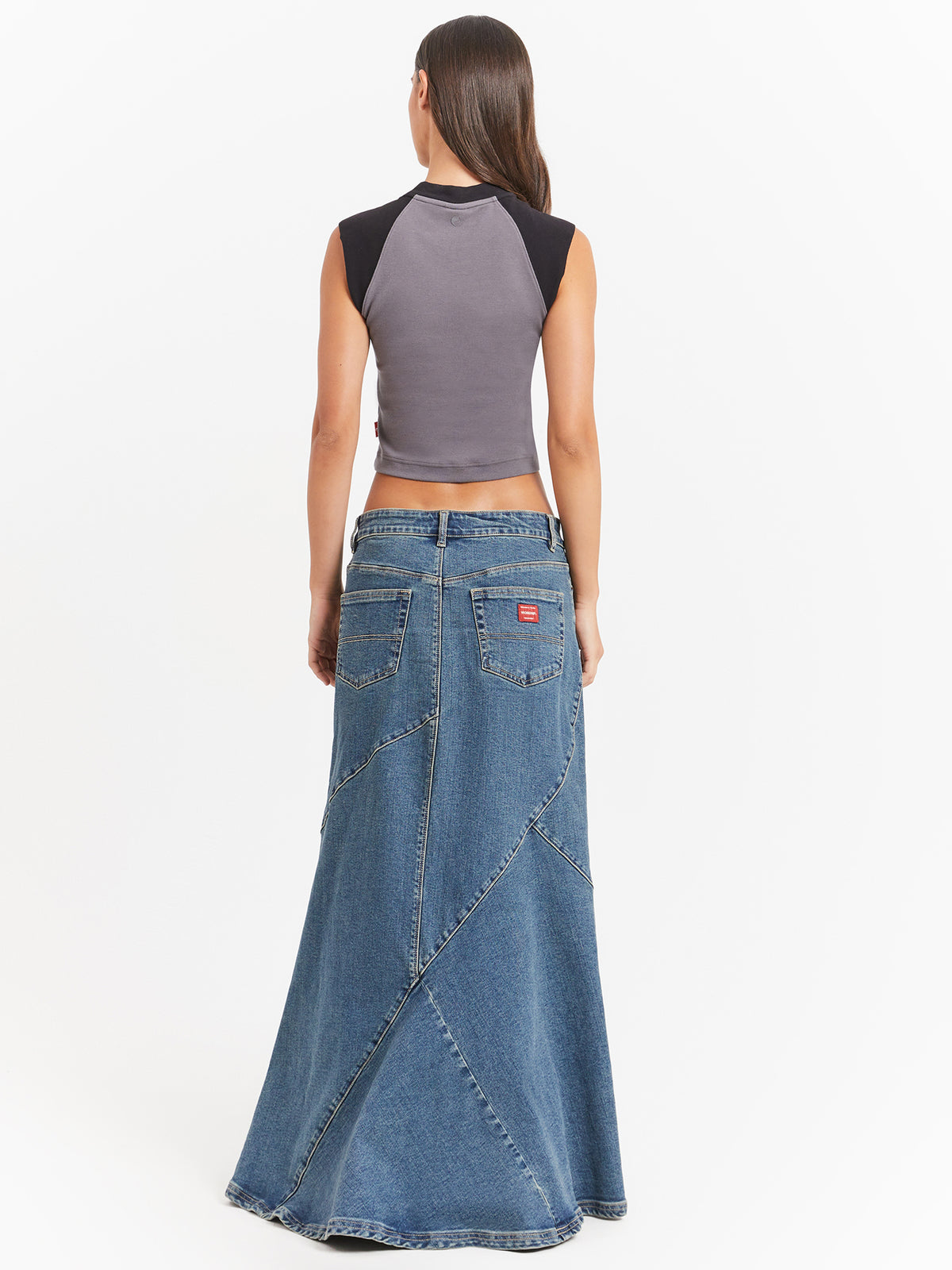 Worship Crossroads Denim Maxi Skirt | Dirty Mid Blue