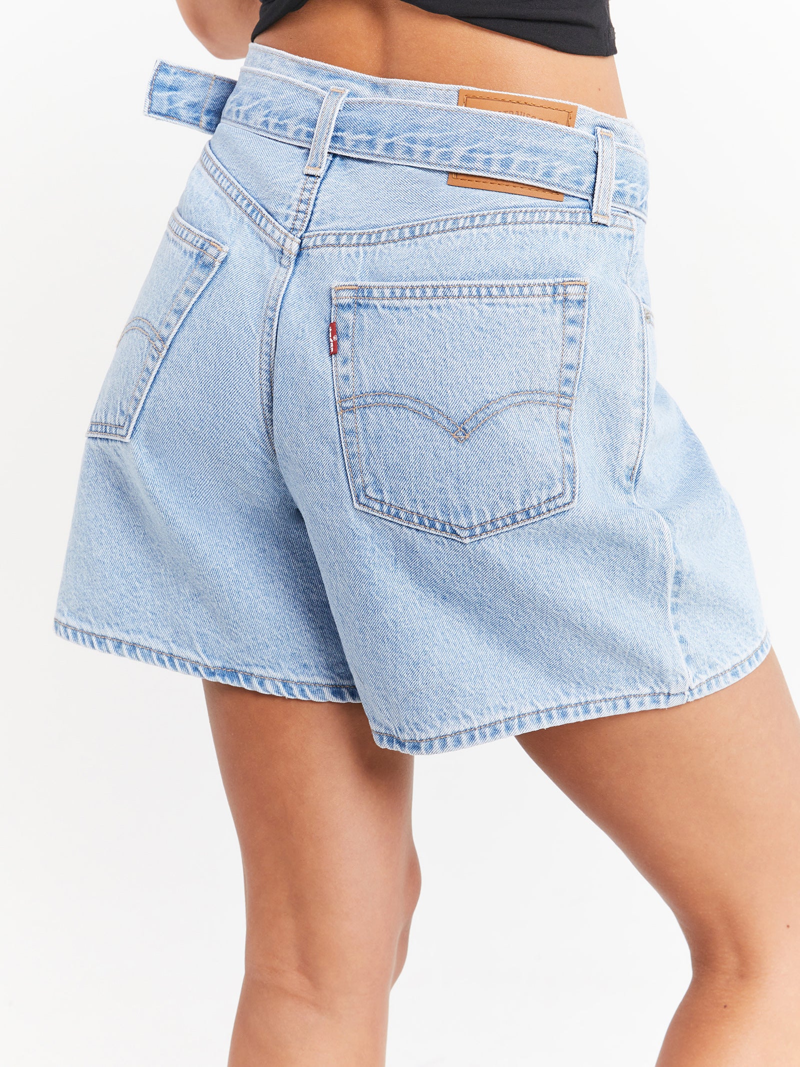 Belted Denim Shorts