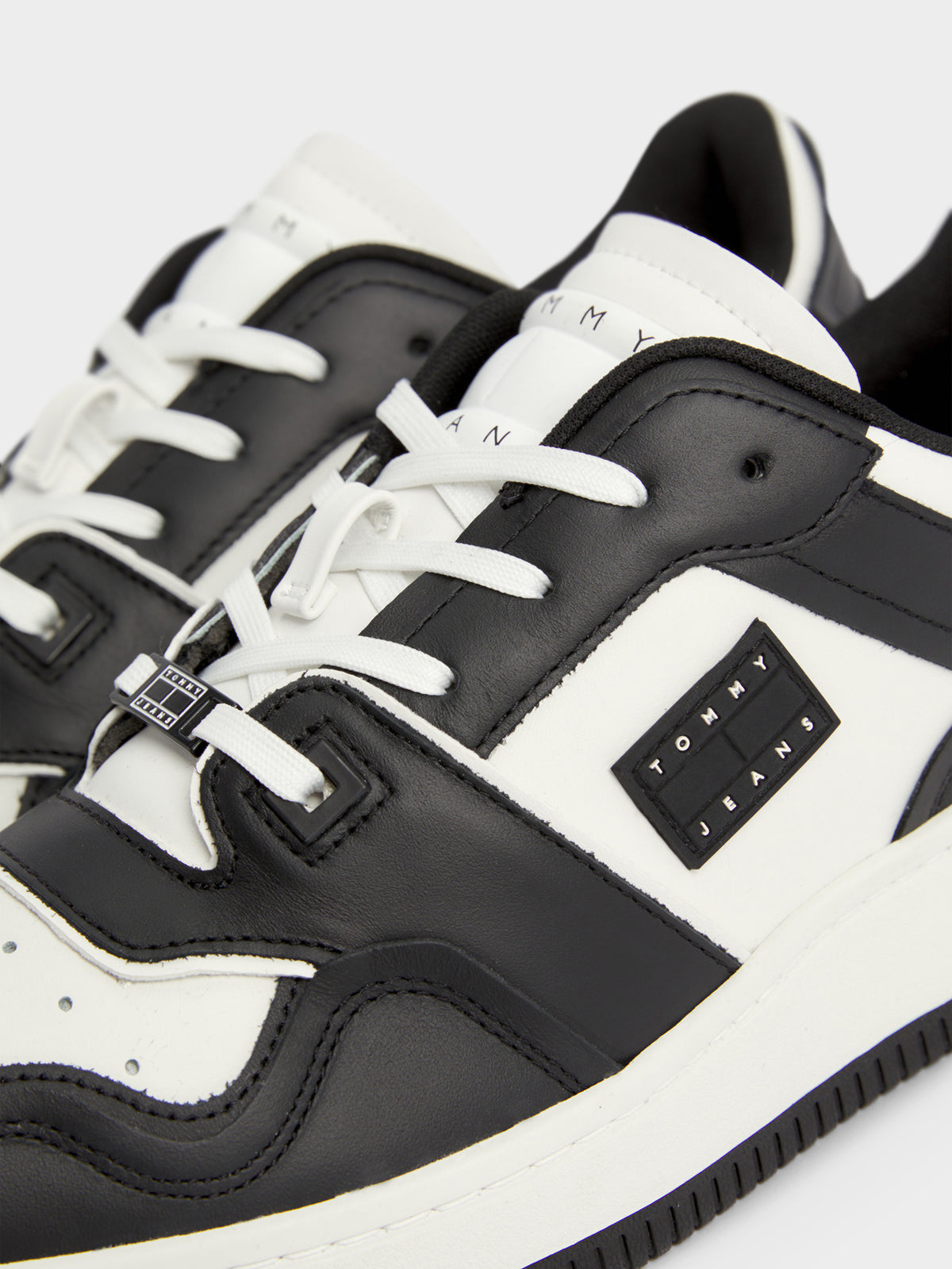 Mens Leather Basketball Trainers in Black &amp; White