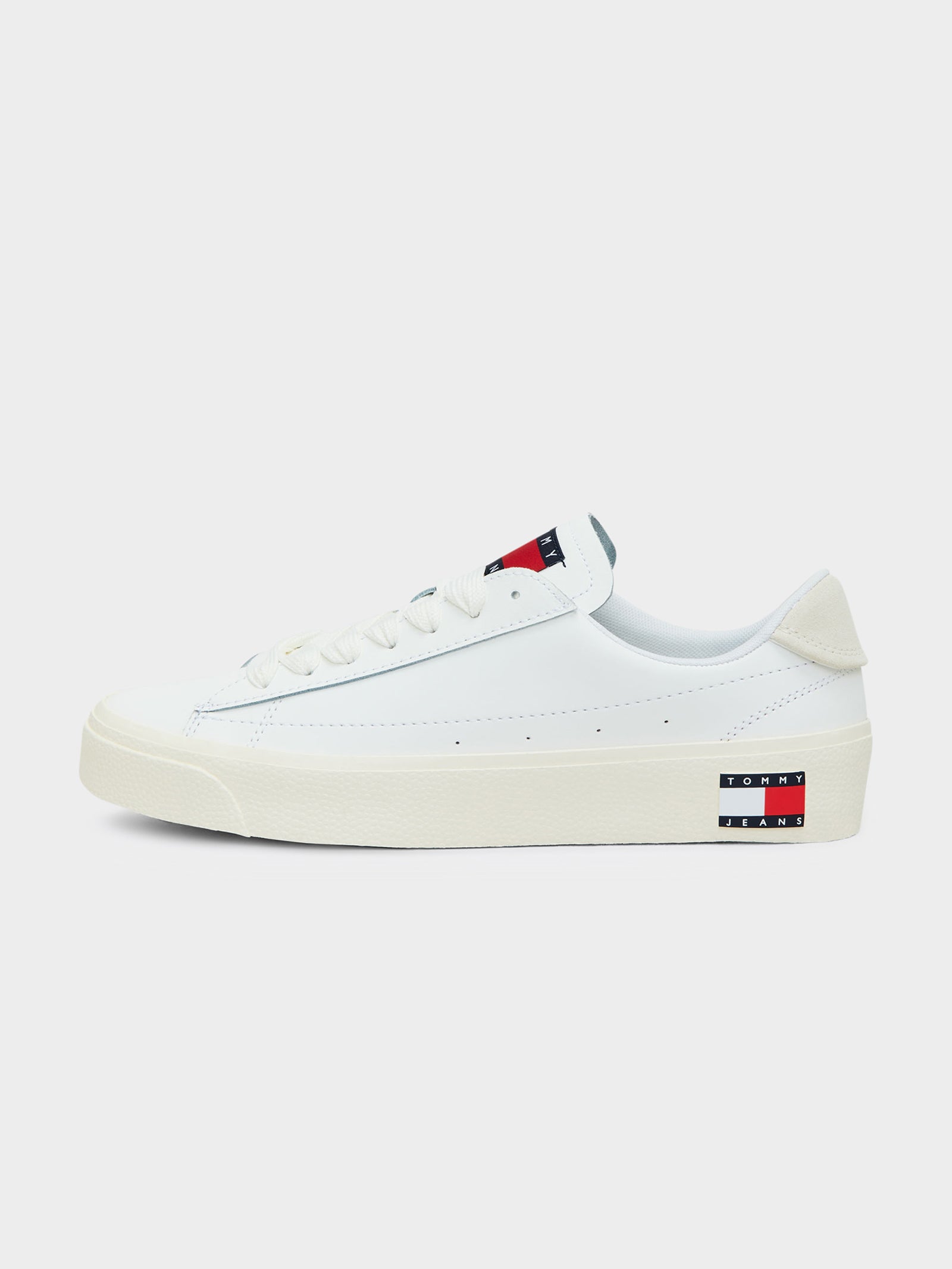 Womens Leather Vulcanized Flat Form Sneakers