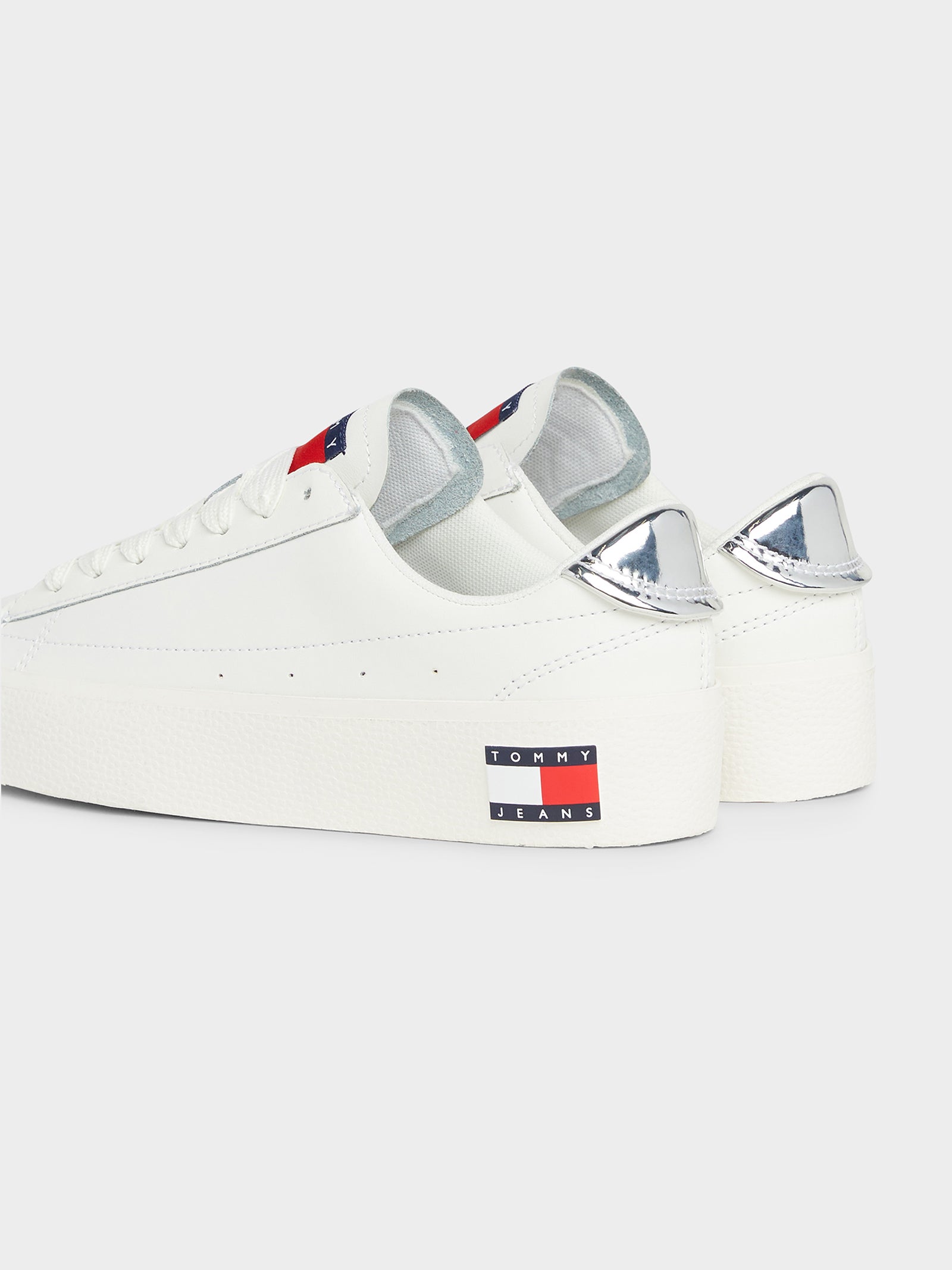 Womens Vulcanised Leather Platform Sneakers