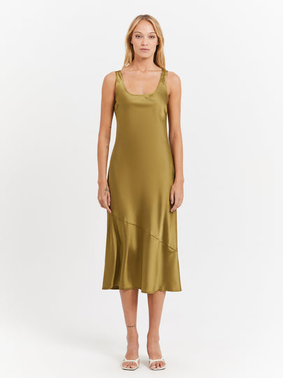 Coral Midi Dress in Olive