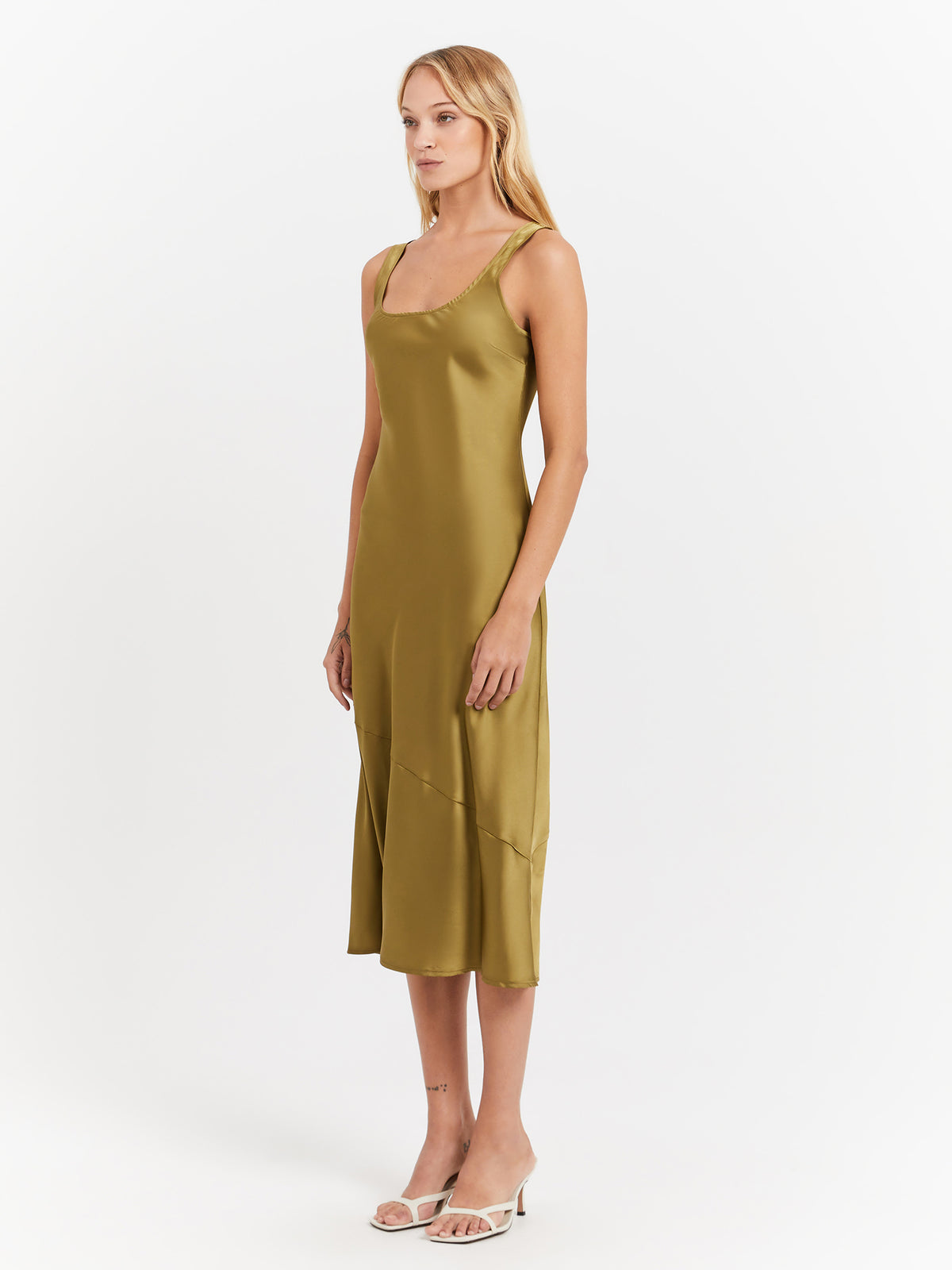 Coral Midi Dress in Olive