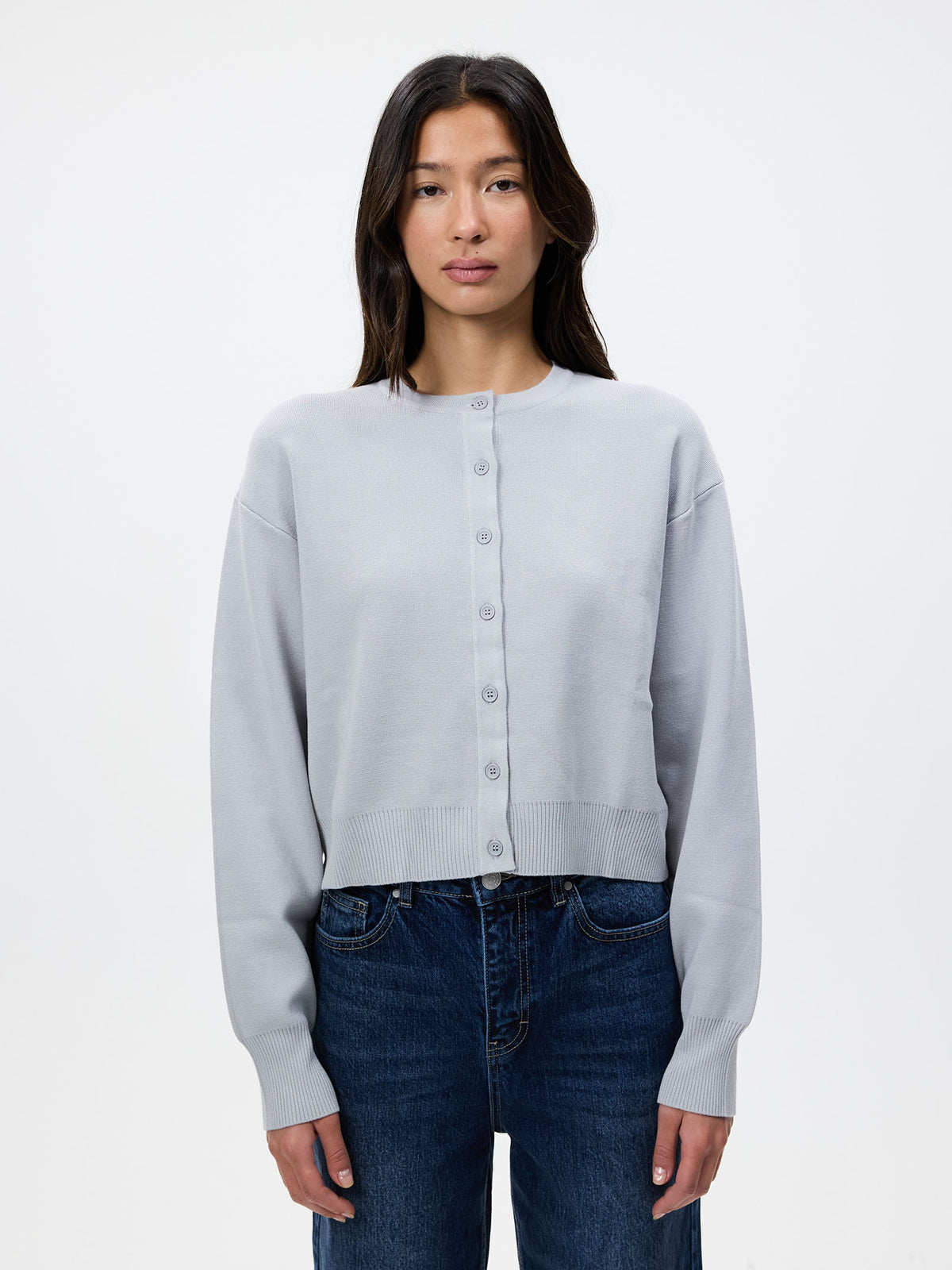 MSE Cropped Cardigan | Silver