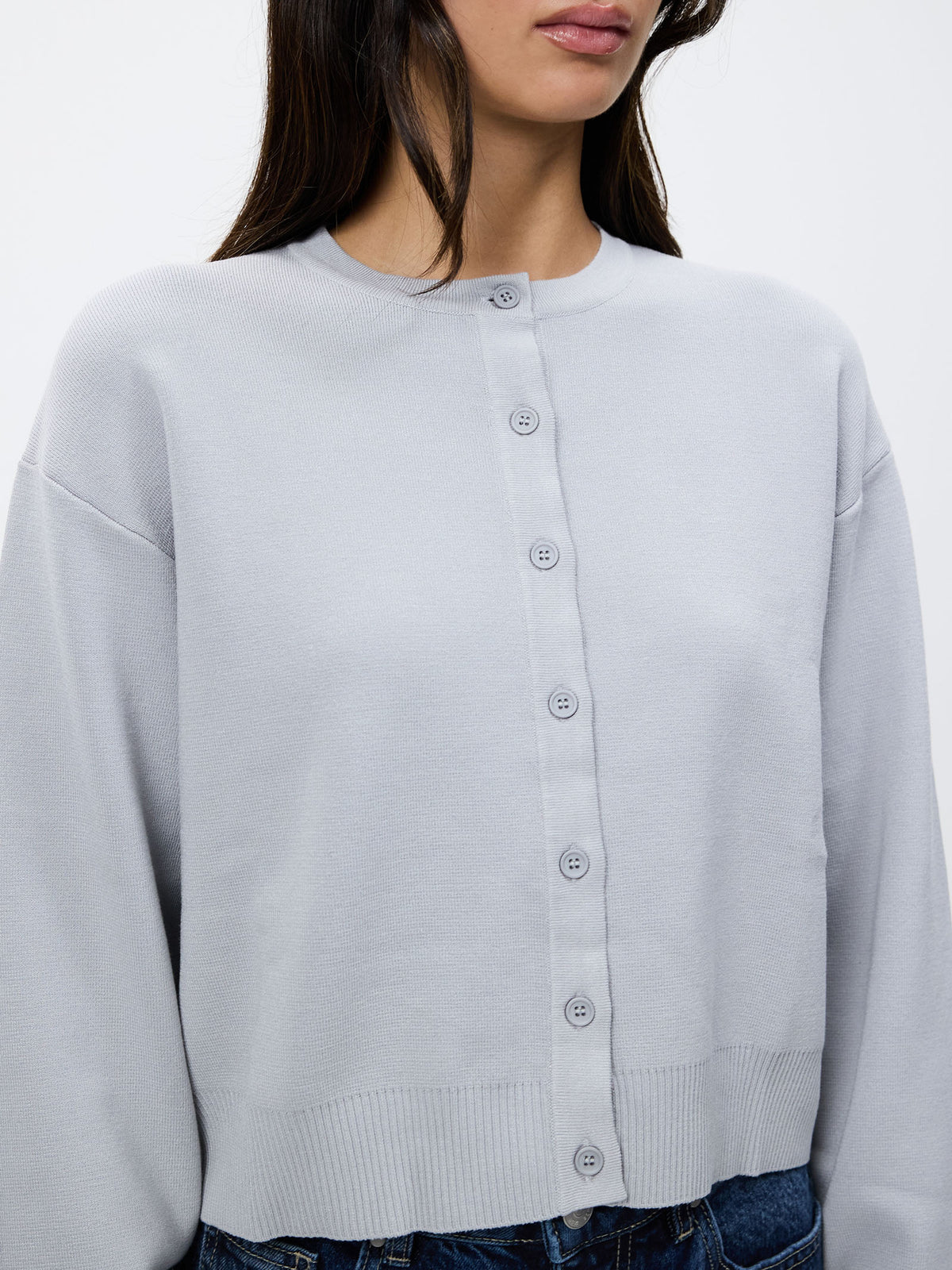 MSE Cropped Cardigan | Silver