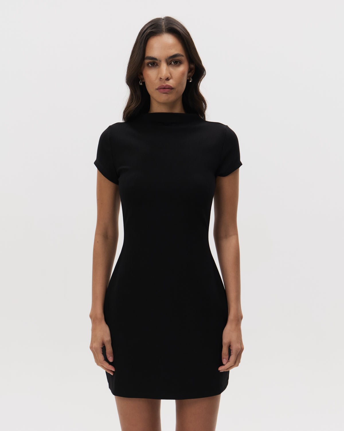 MSE Mock Neck Mini Dress | Black