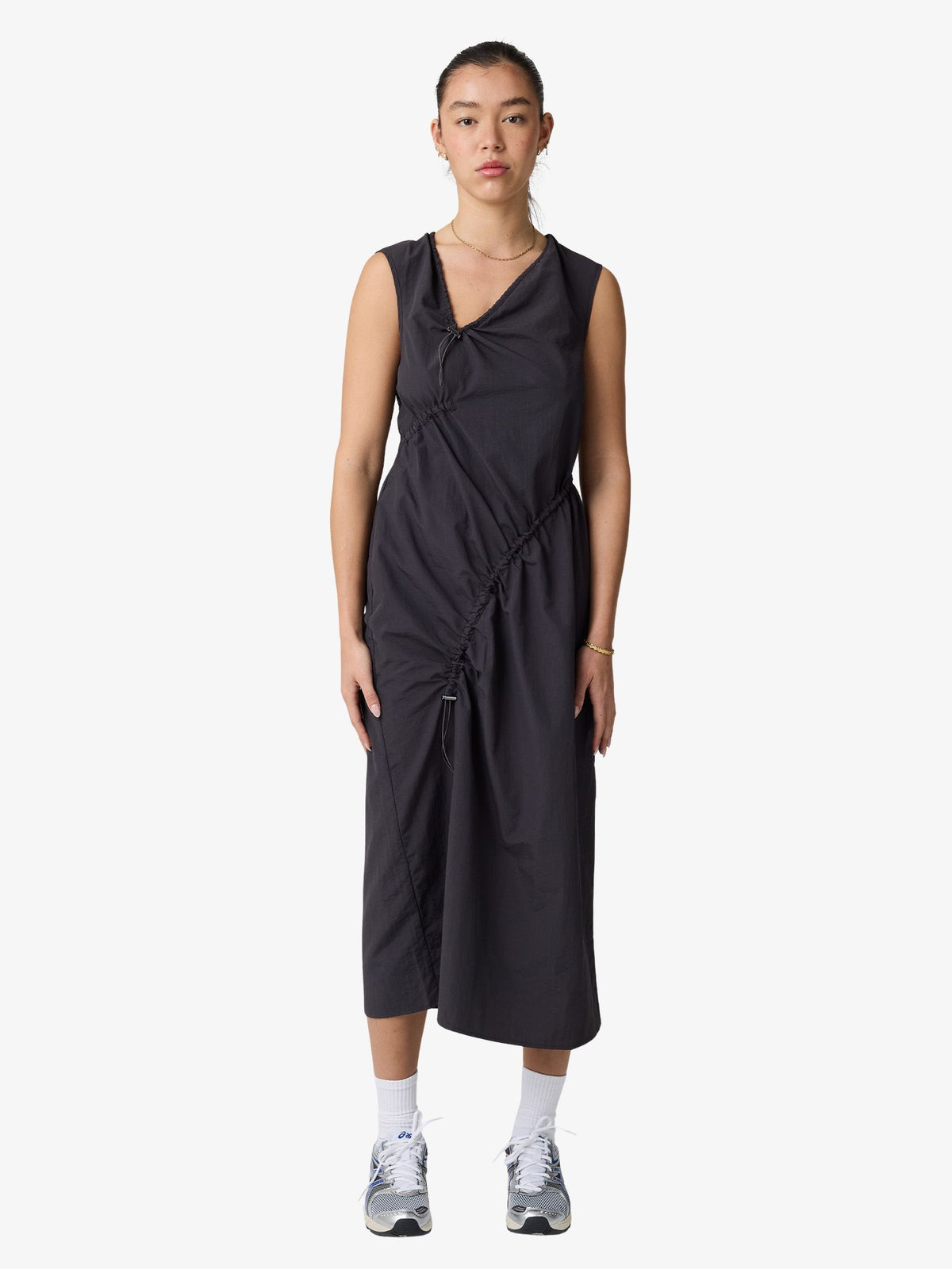 MSE Ruched Midi Dress | Coal