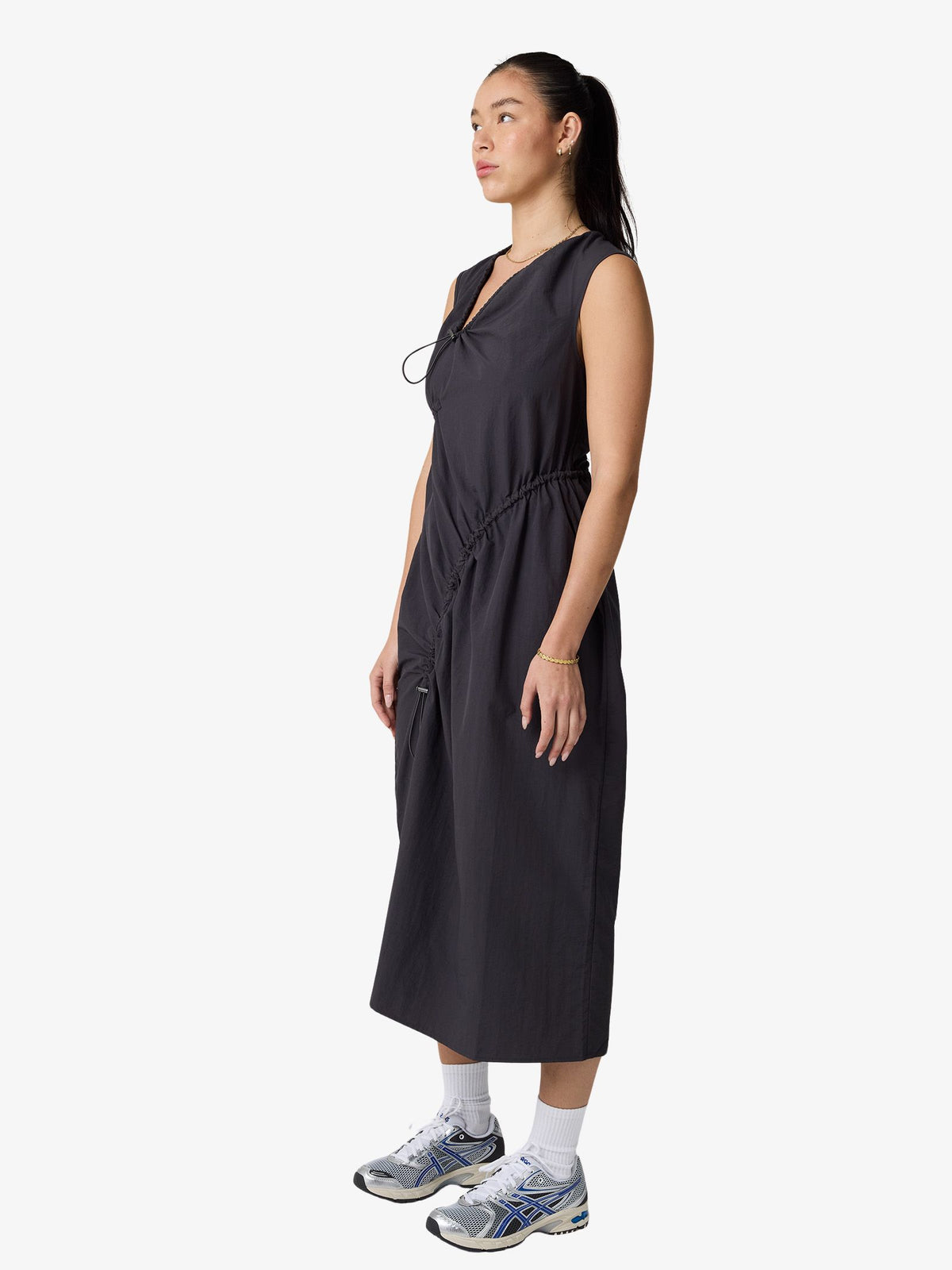 MSE Ruched Midi Dress | Coal