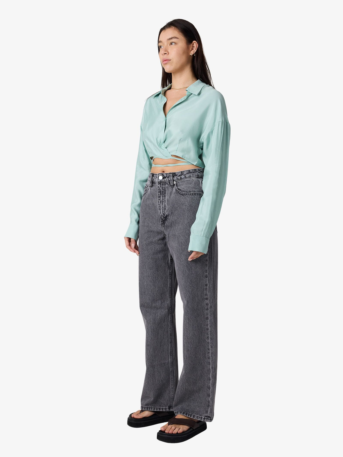 MSE Tie Front Shirt | Glacial Aqua