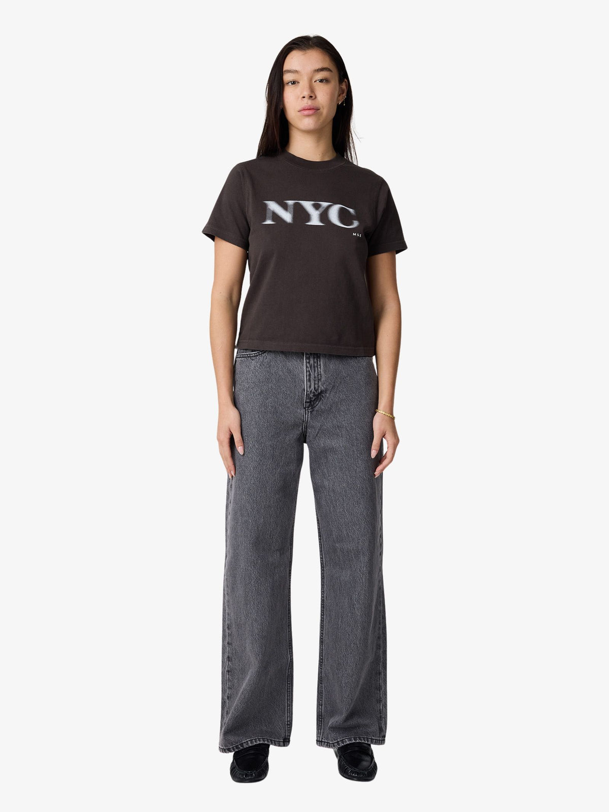 MSE NYC Blur Baby Tee | Washed Black