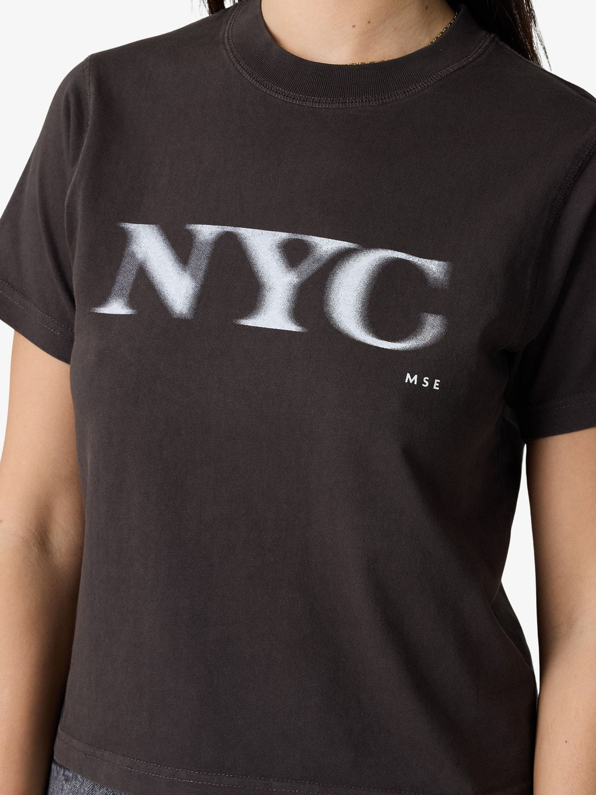 MSE NYC Blur Baby Tee | Washed Black