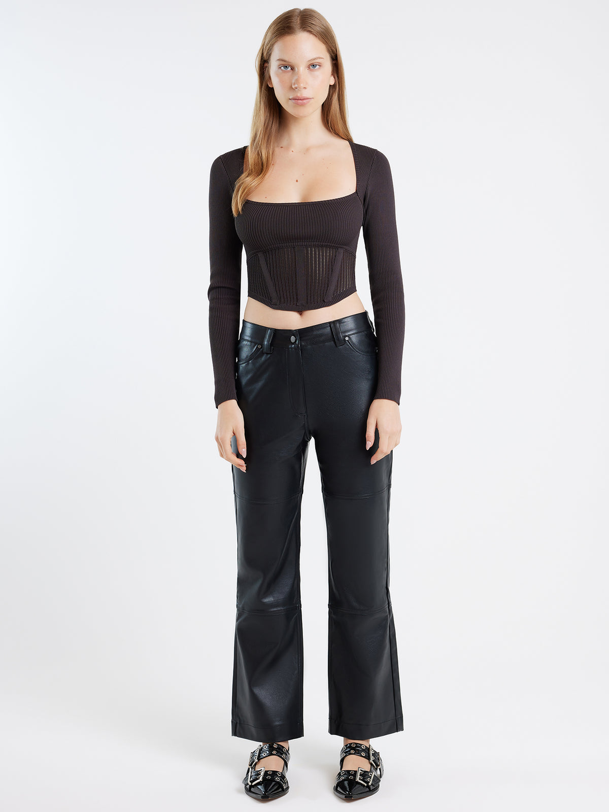 First Mse Nali Faux Leather Pants | Black