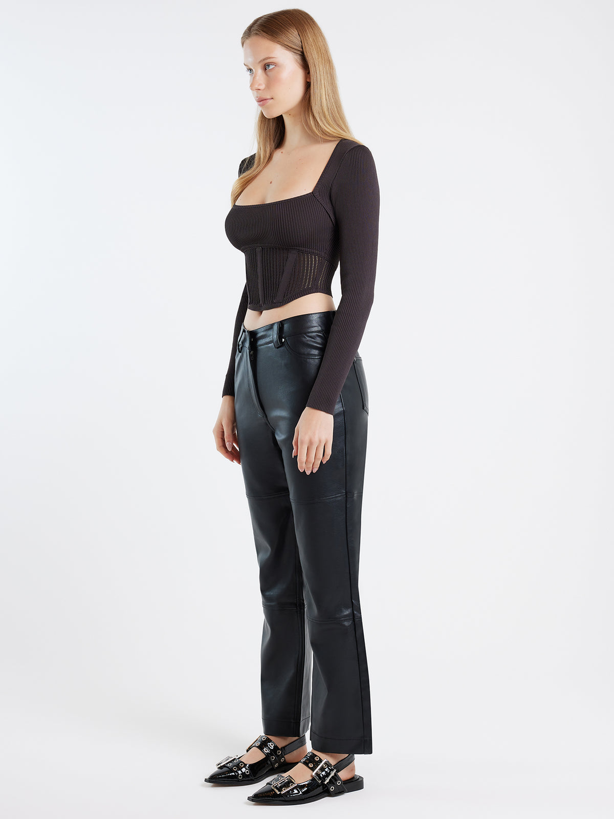 First Mse Nali Faux Leather Pants | Black
