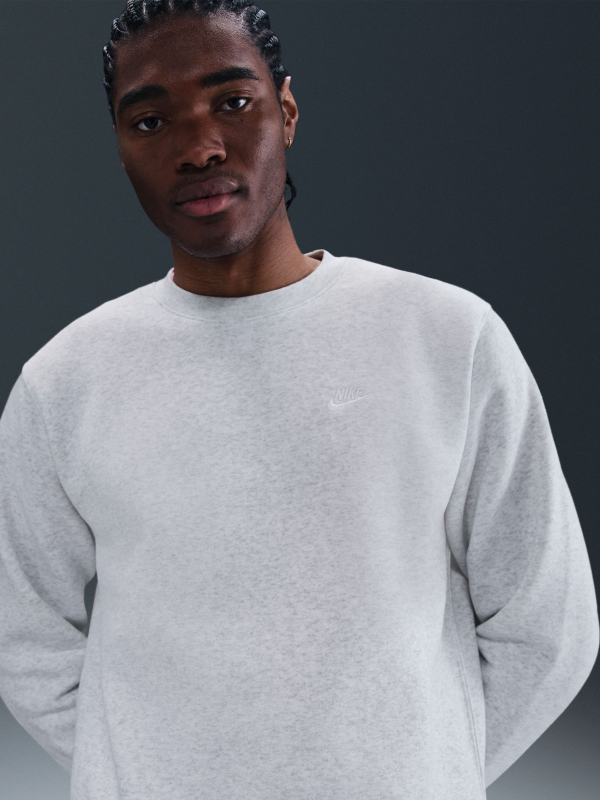 Nike Club Fleece Crew | Birch Heather/White