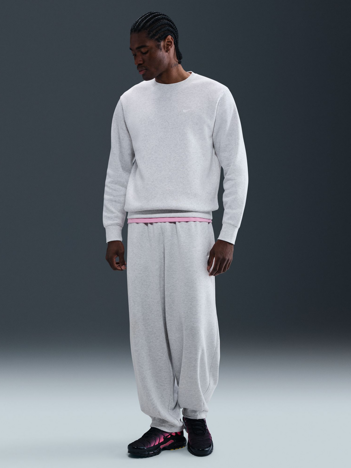 Nike Club Fleece Crew | Birch Heather/White