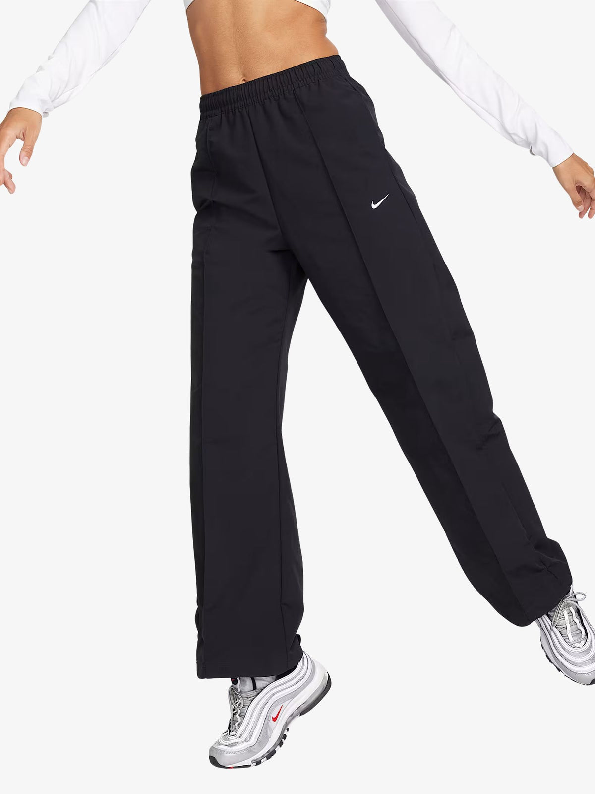 Nike NSW Mid-Rise Open-Hem Trousers | Black/White