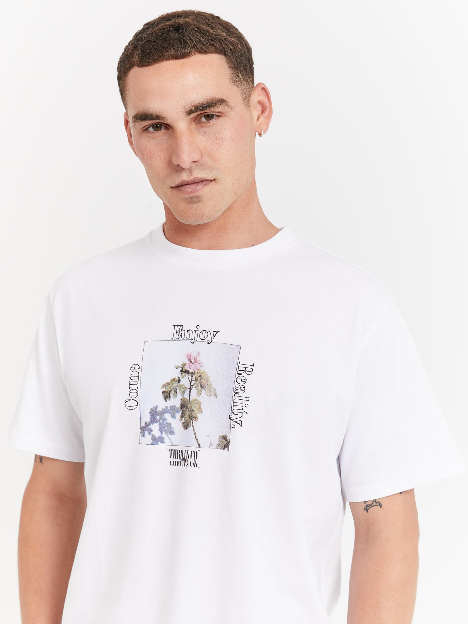 Thrills Come Enjoy Reality Merch Fit T-Shirt Lucent White