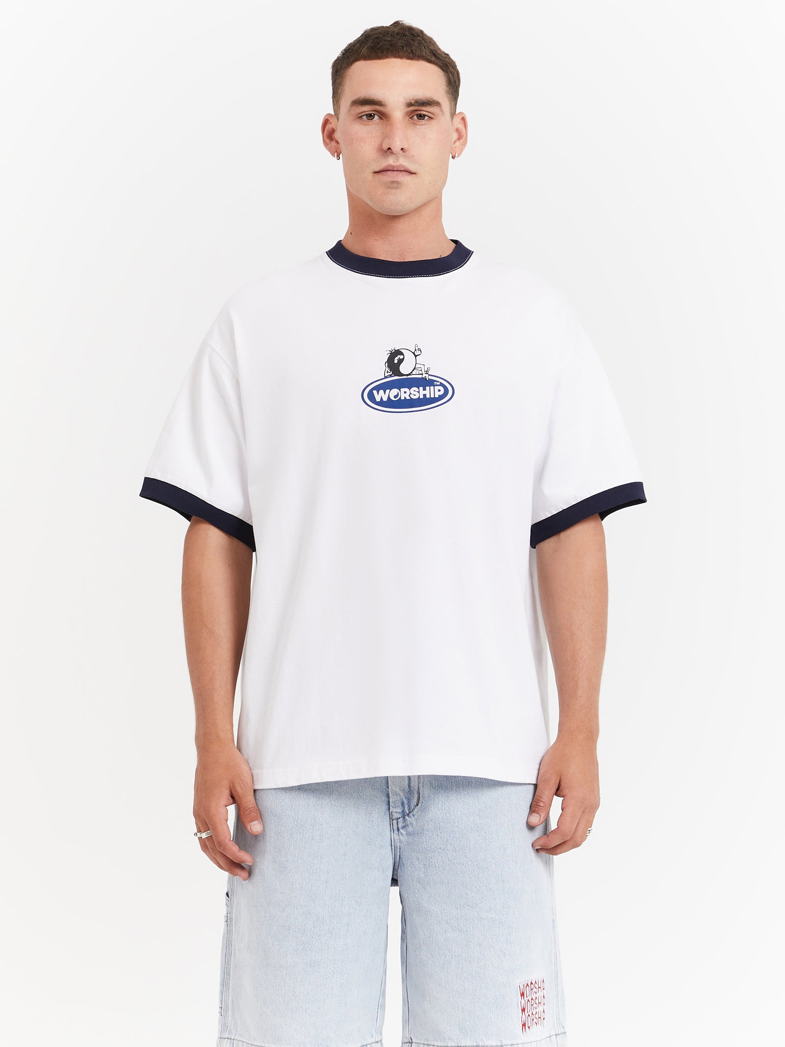 Tommy Two Box Fit Oversized Ringer T-Shirt in White