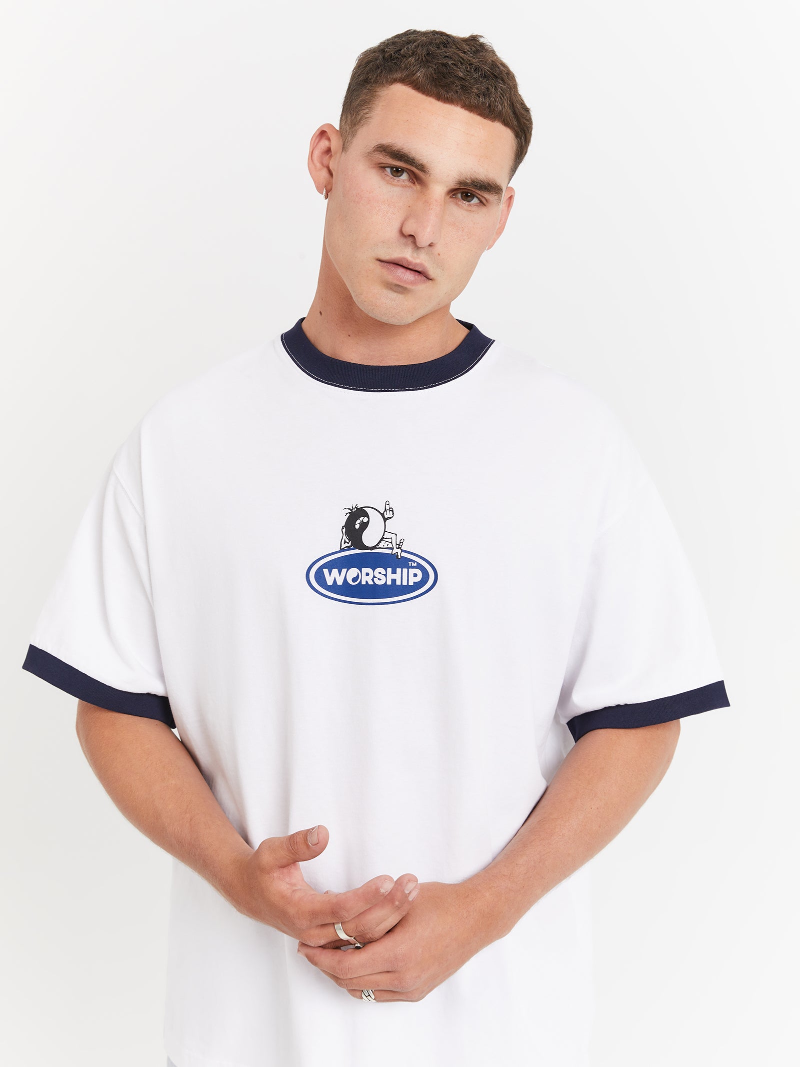 Tommy Two Box Fit Oversized Ringer T-Shirt in White