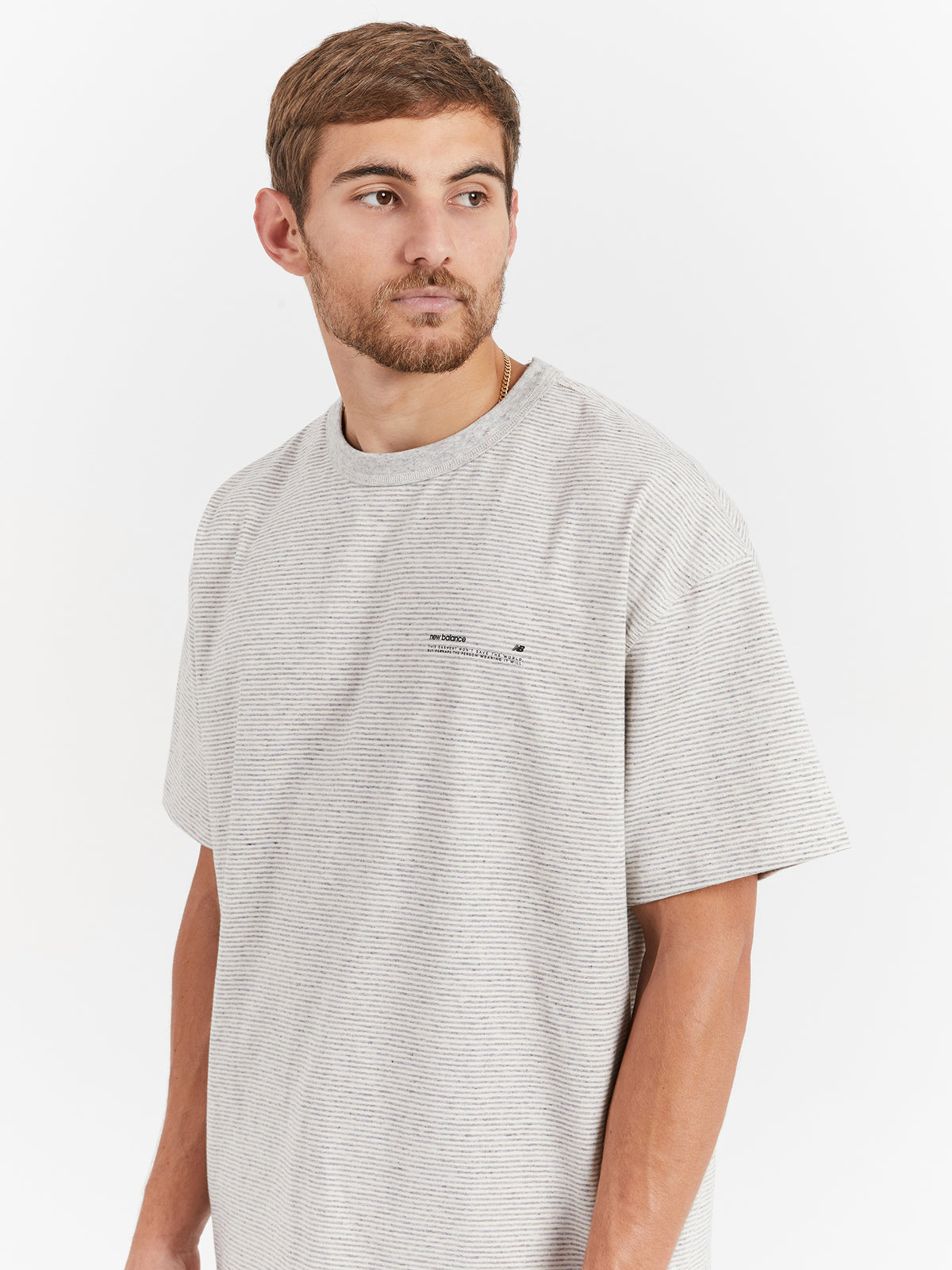 NB Athletics Undyed T-Shirt in Striped Griege