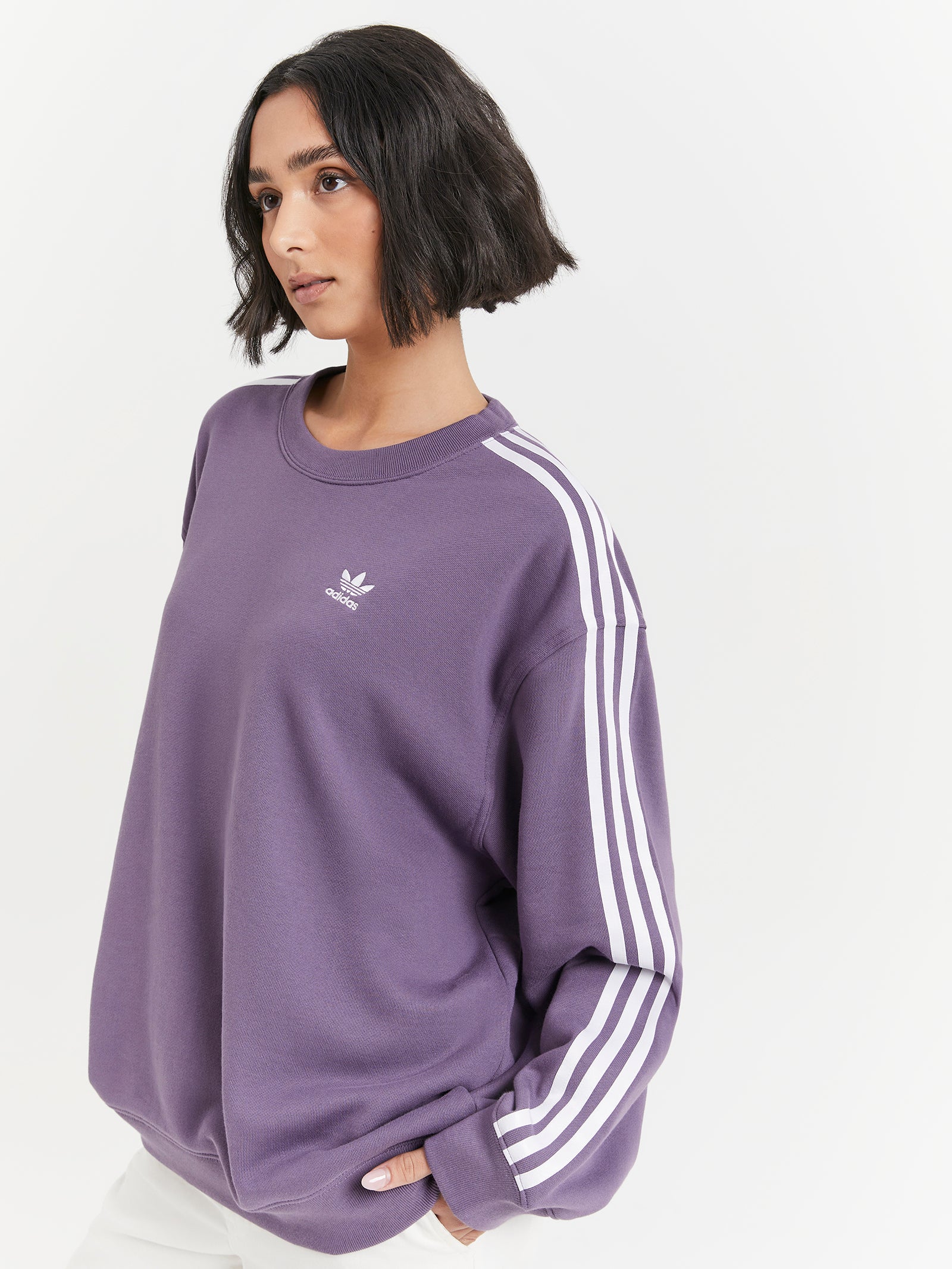 Purple Adidas Trefoil Sweatshirt Women's Grey Purple Adidas