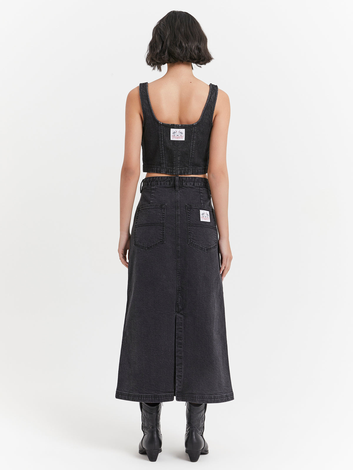 Worship Mysteries Denim Maxi Skirt | Used Black